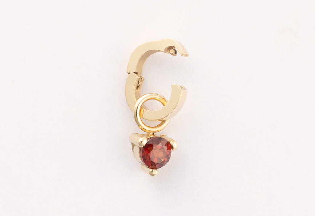 10k Yellow Gold Garnet Birthstone Charm with the Open Interchangeable Charm Link