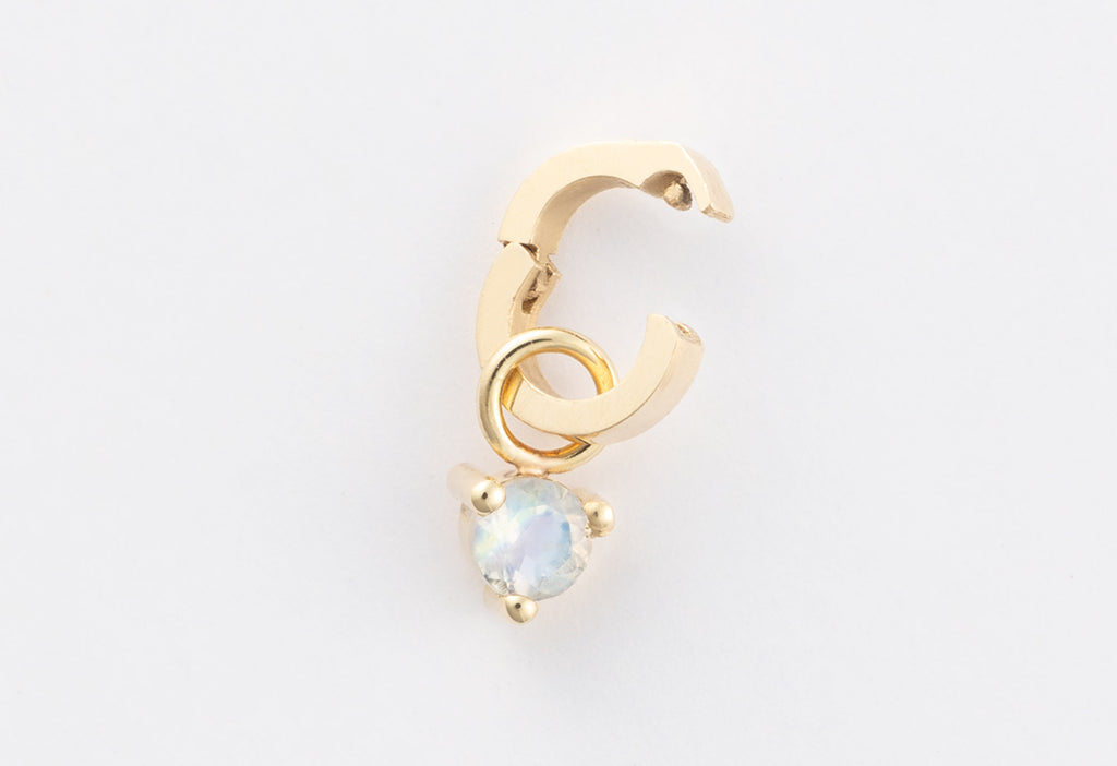 10k Yellow Gold Moonstone Birthstone Charm with Open Interchangeable Charm Link