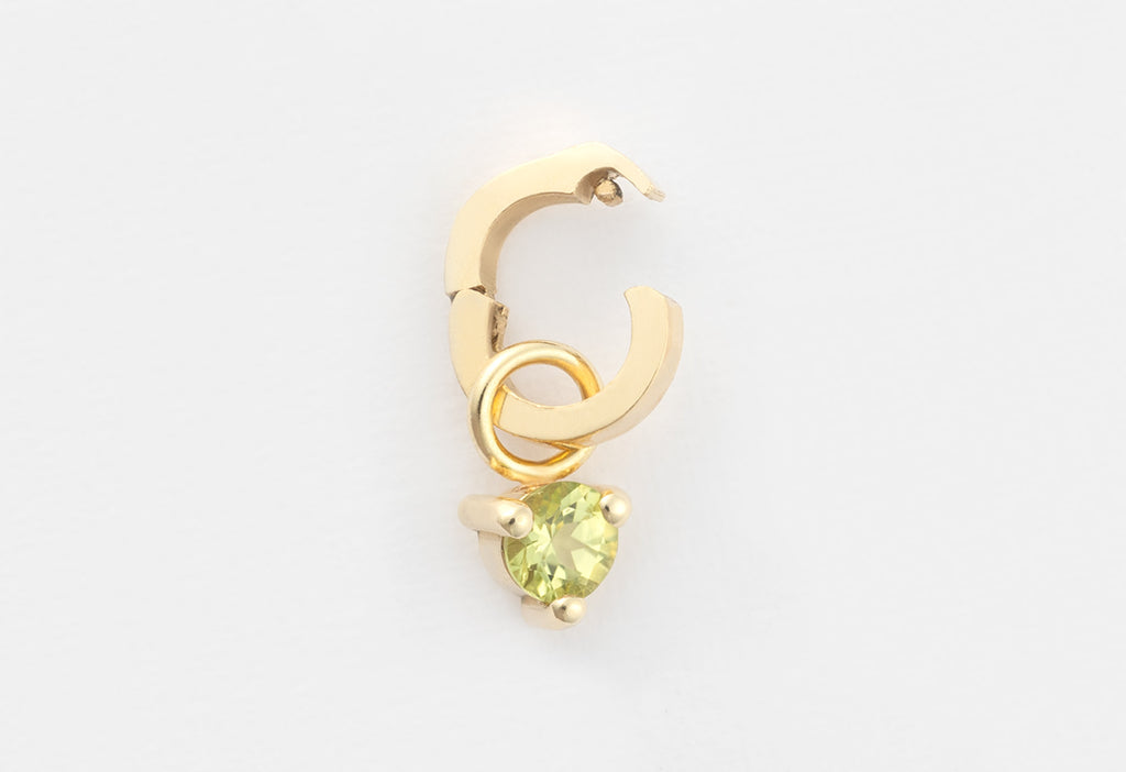 10k Yellow Gold Peridot Birthstone Charm  with Open Interchangeable Charm Link