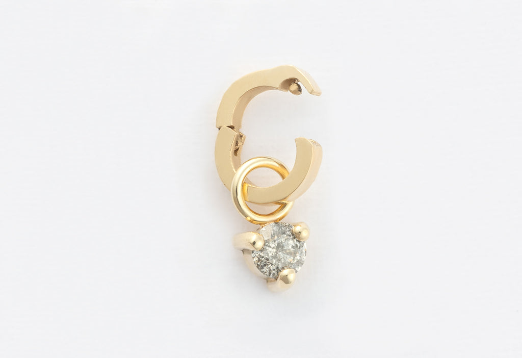 10k Yellow Gold Diamond Birthstone Charm with Open Interchangeable Charm Link on White Background