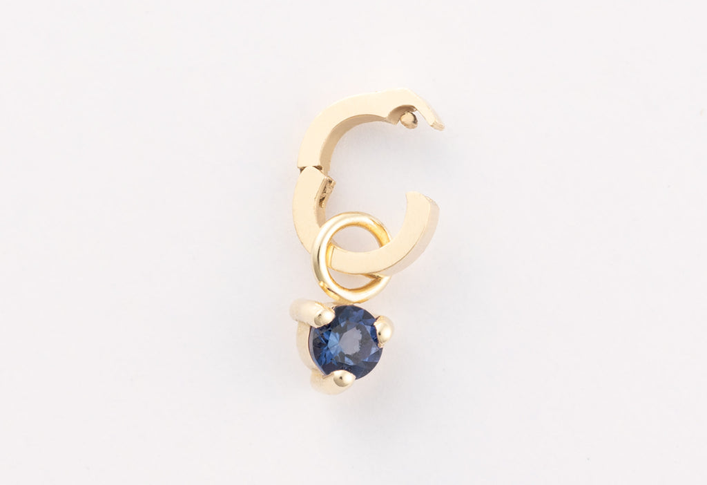 10k Yellow Gold Sapphire Birthstone Charm with Open Interchangeable Charm Link