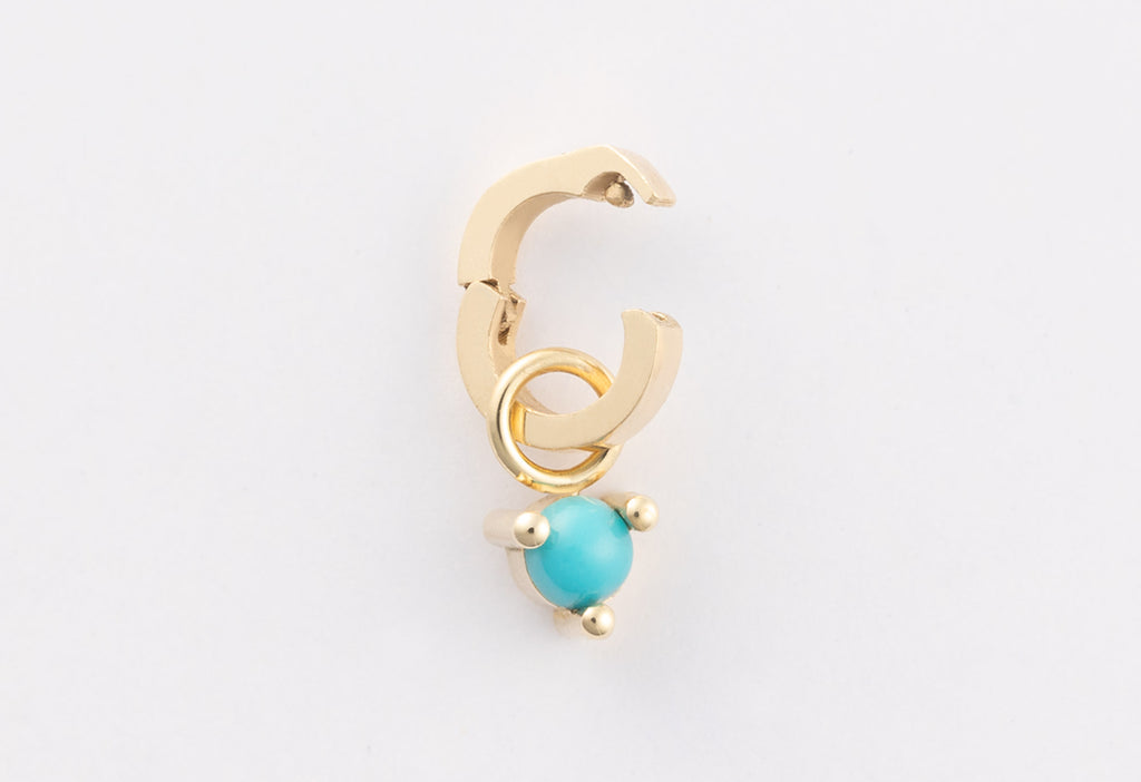 10k Yellow Gold Turquoise Birthstone Charm with Open Interchangeable Charm Link