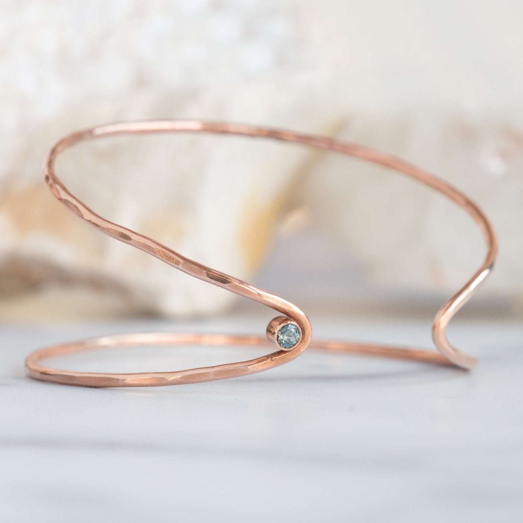 The Sapphire Arrow Cuff Bracelet | Yellow, Rose or Sterling Silver