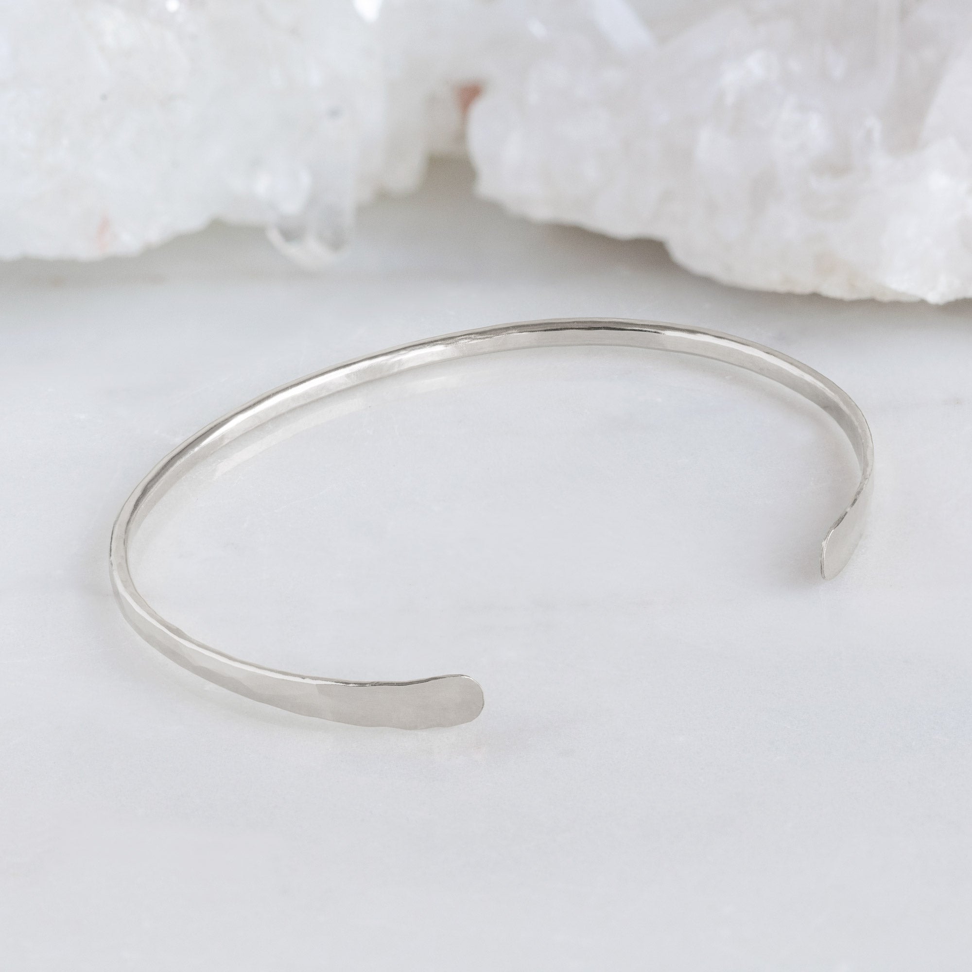 The Hammered Open Cuff Bracelet | Yellow, Rose or Sterling Silver