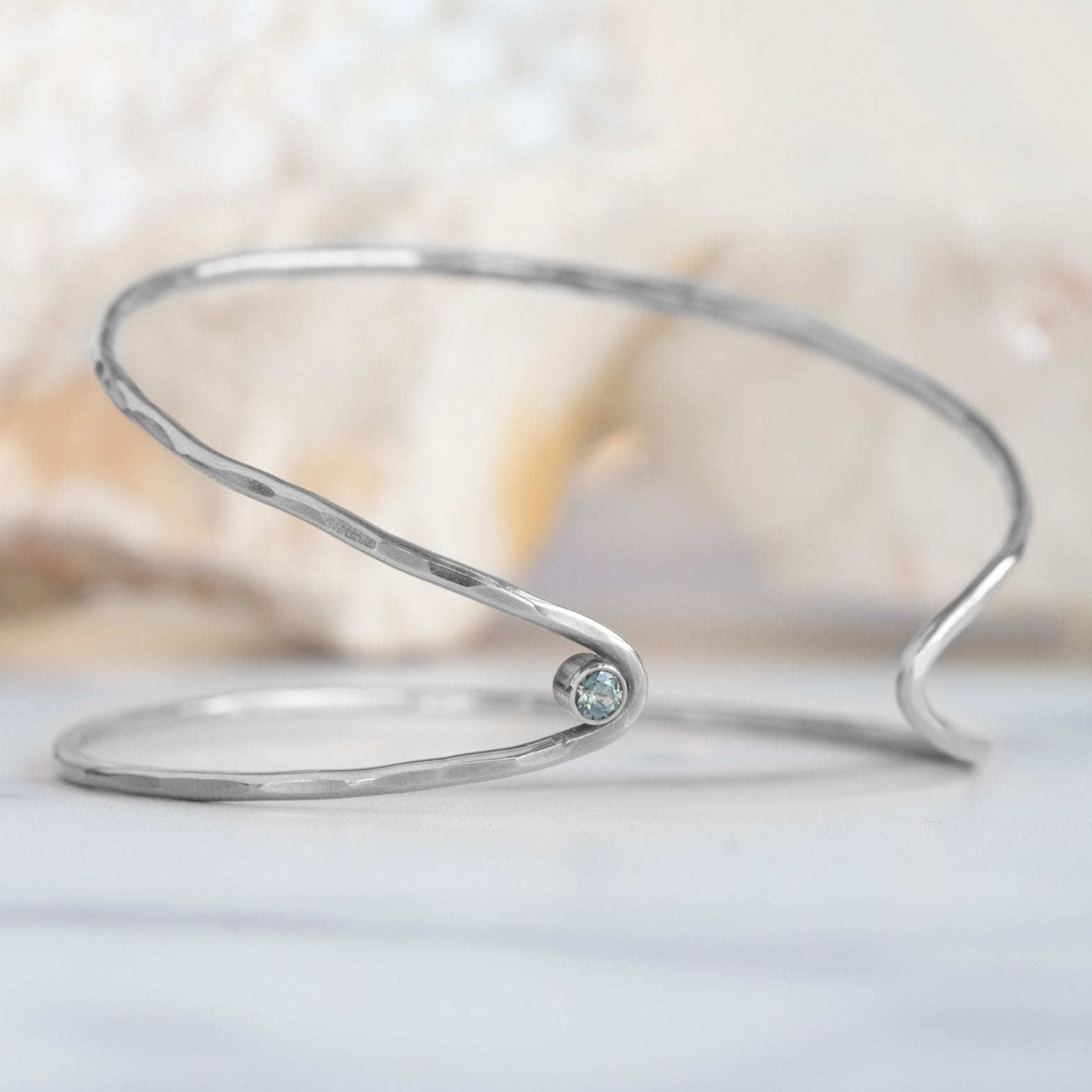 The Sapphire Arrow Cuff Bracelet | Yellow, Rose or Sterling Silver
