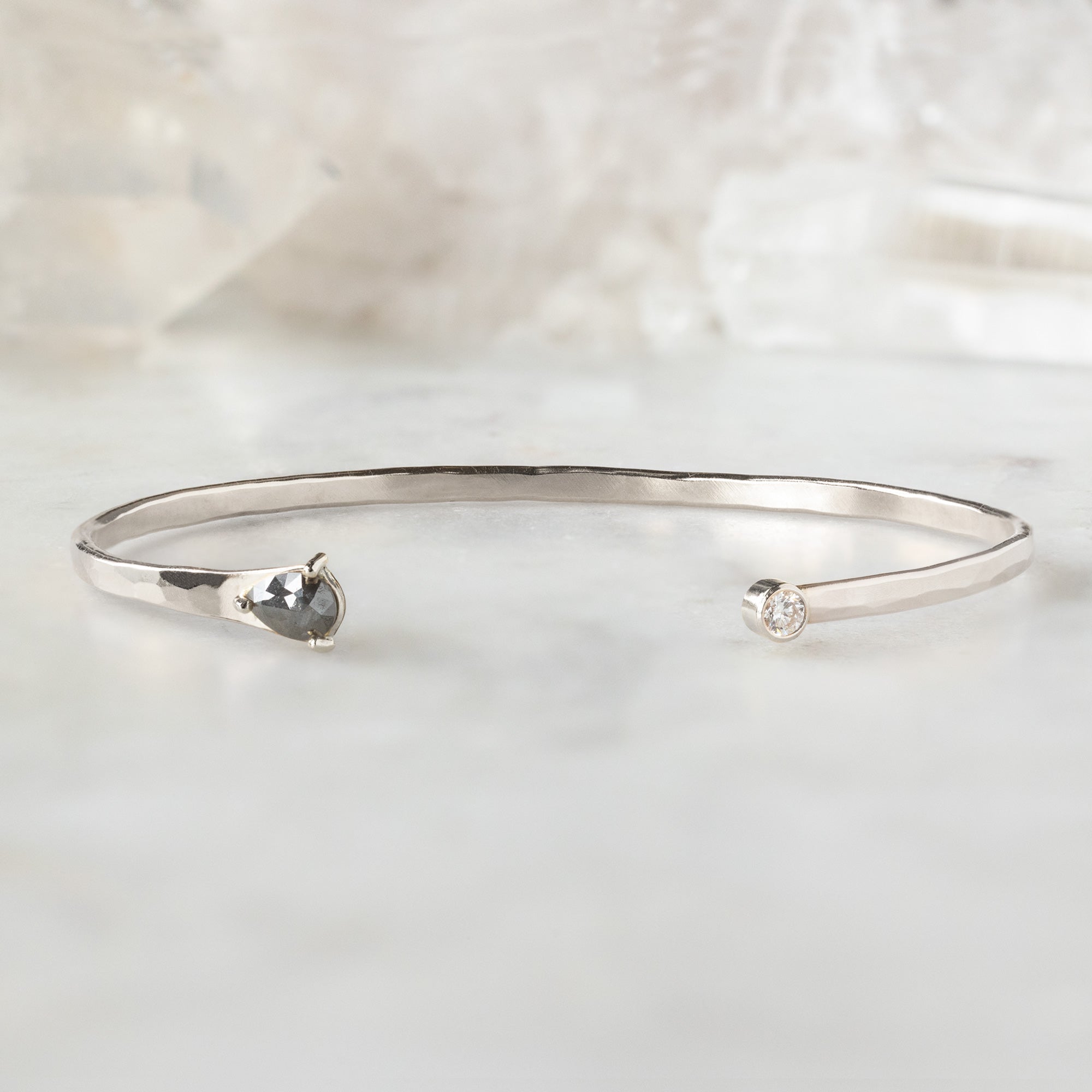 The Black + White Diamond Cuff Bracelet | Yellow, Rose or Sterling Silver
