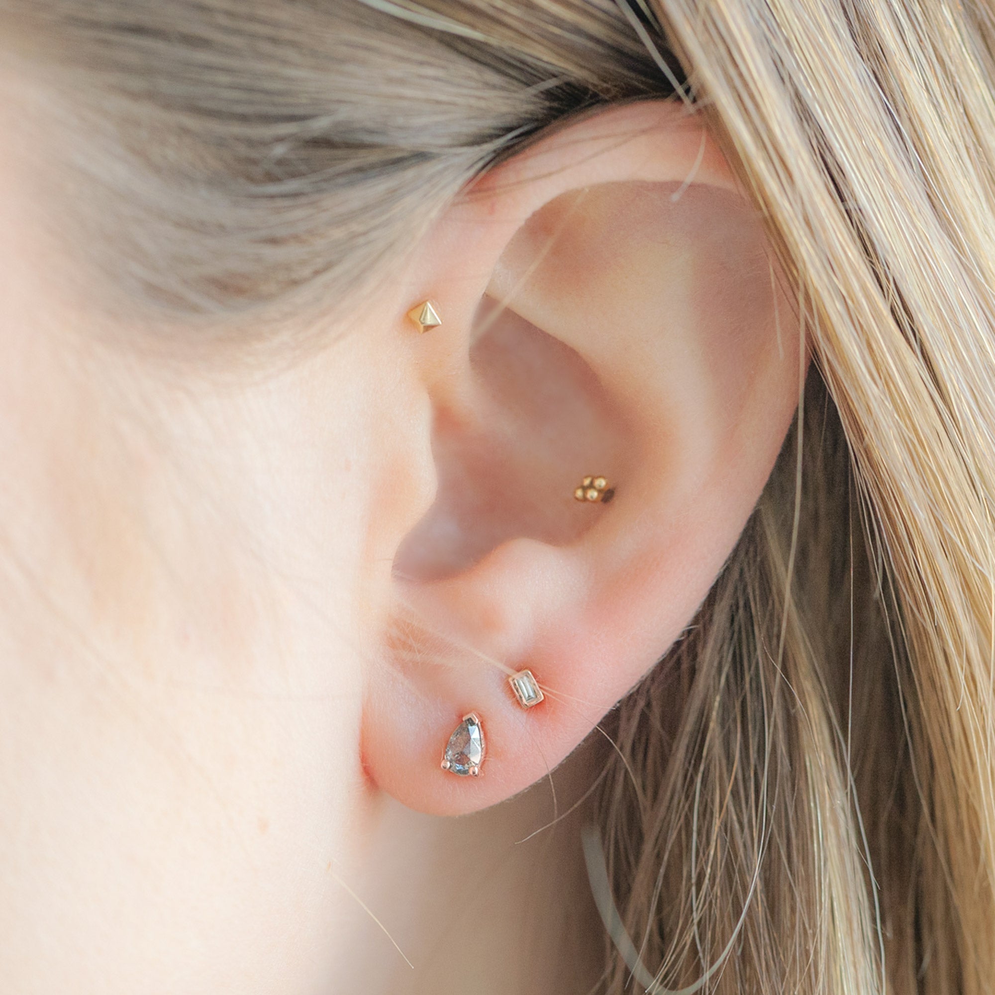 The Salt and Pepper Diamond Stud Earrings | Yellow, Rose or White Gold