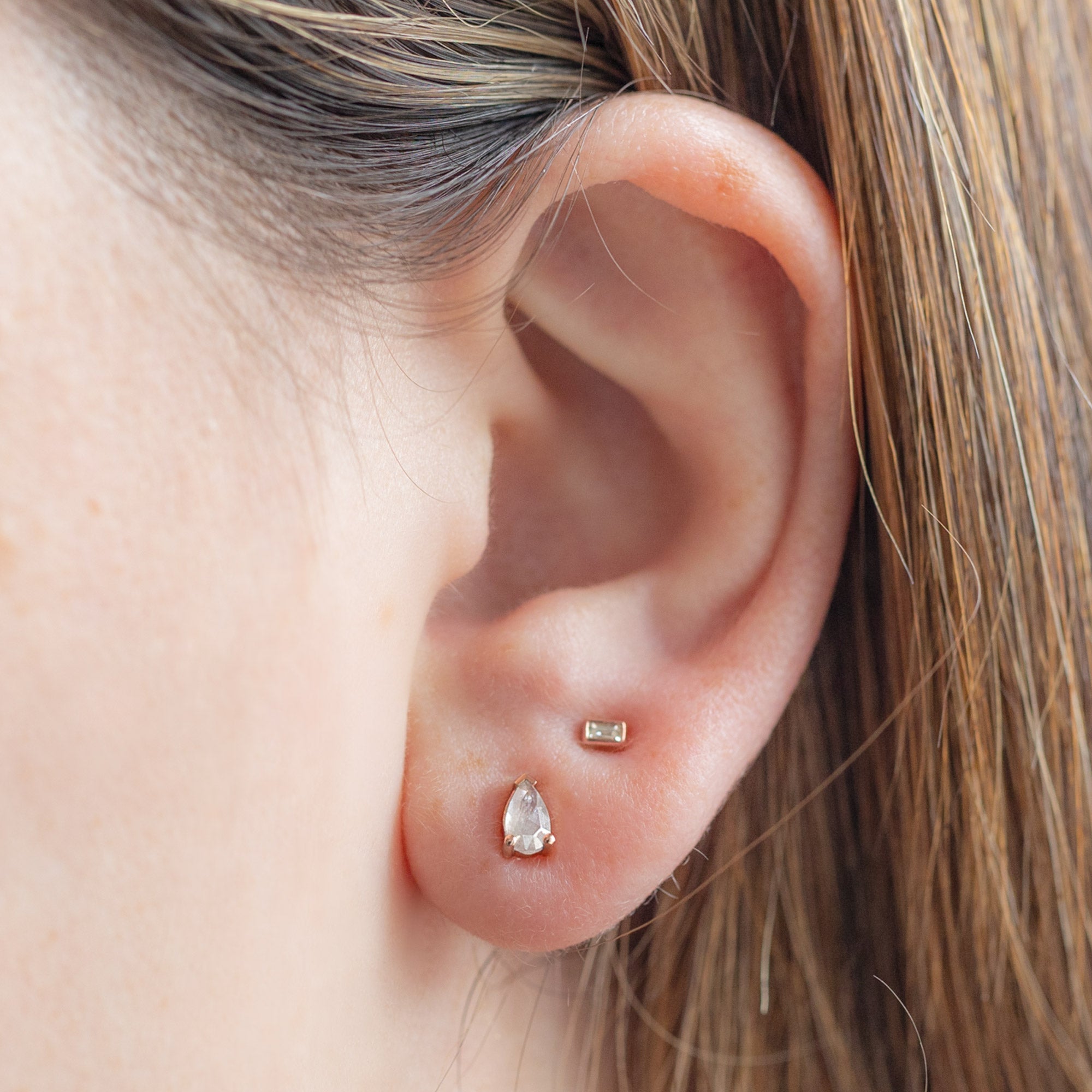 The Opalescent Icy White Diamond Stud Earrings | Yellow, Rose or White Gold