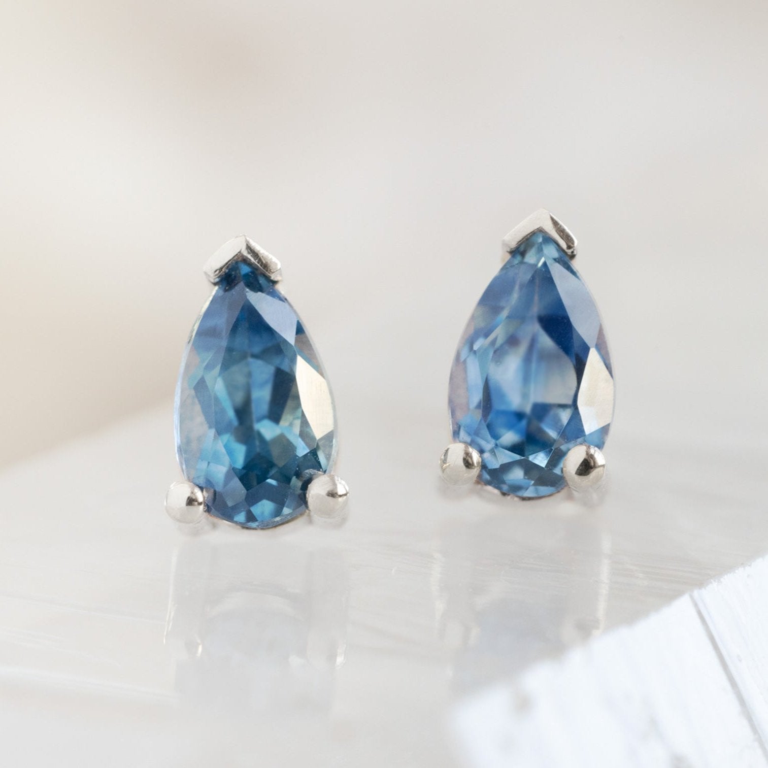 The Montana Sapphire Stud Earrings | Yellow, Rose or White Gold