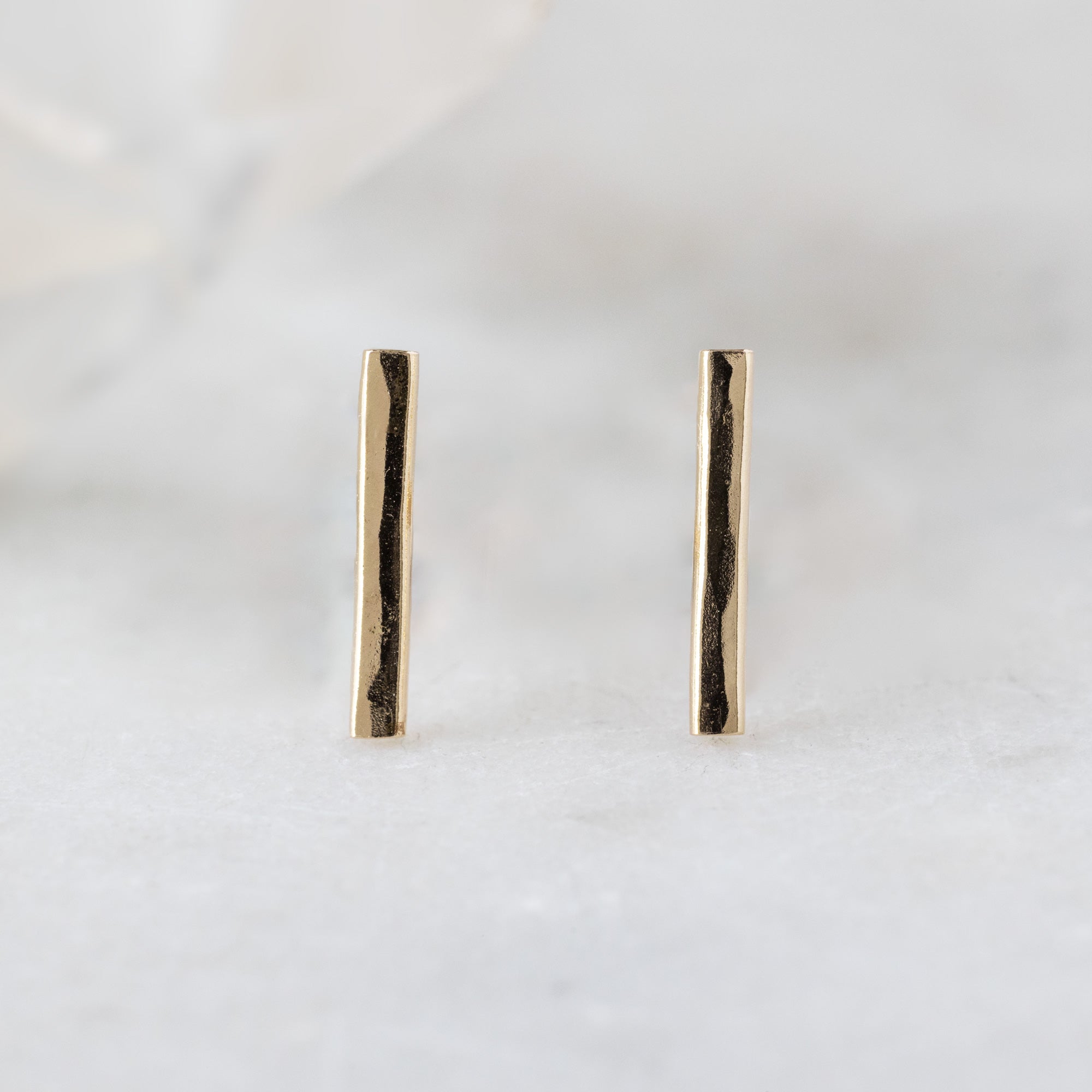 The Linea Bar Stud Earrings | Yellow, Rose, White or Sterling Silver