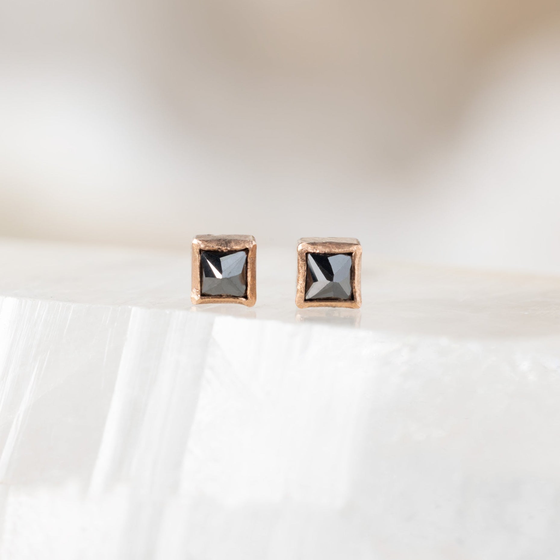 The Teensy Black Diamond Spike Stud Earrings | Yellow, Rose or White Gold