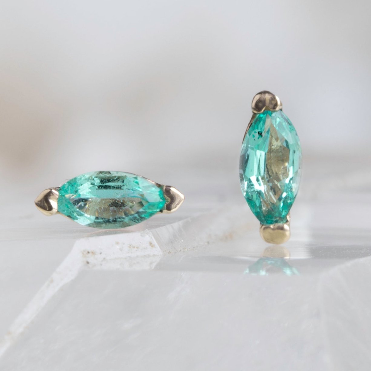 The Teensy Emerald Stud Earrings | Yellow, Rose or White Gold
