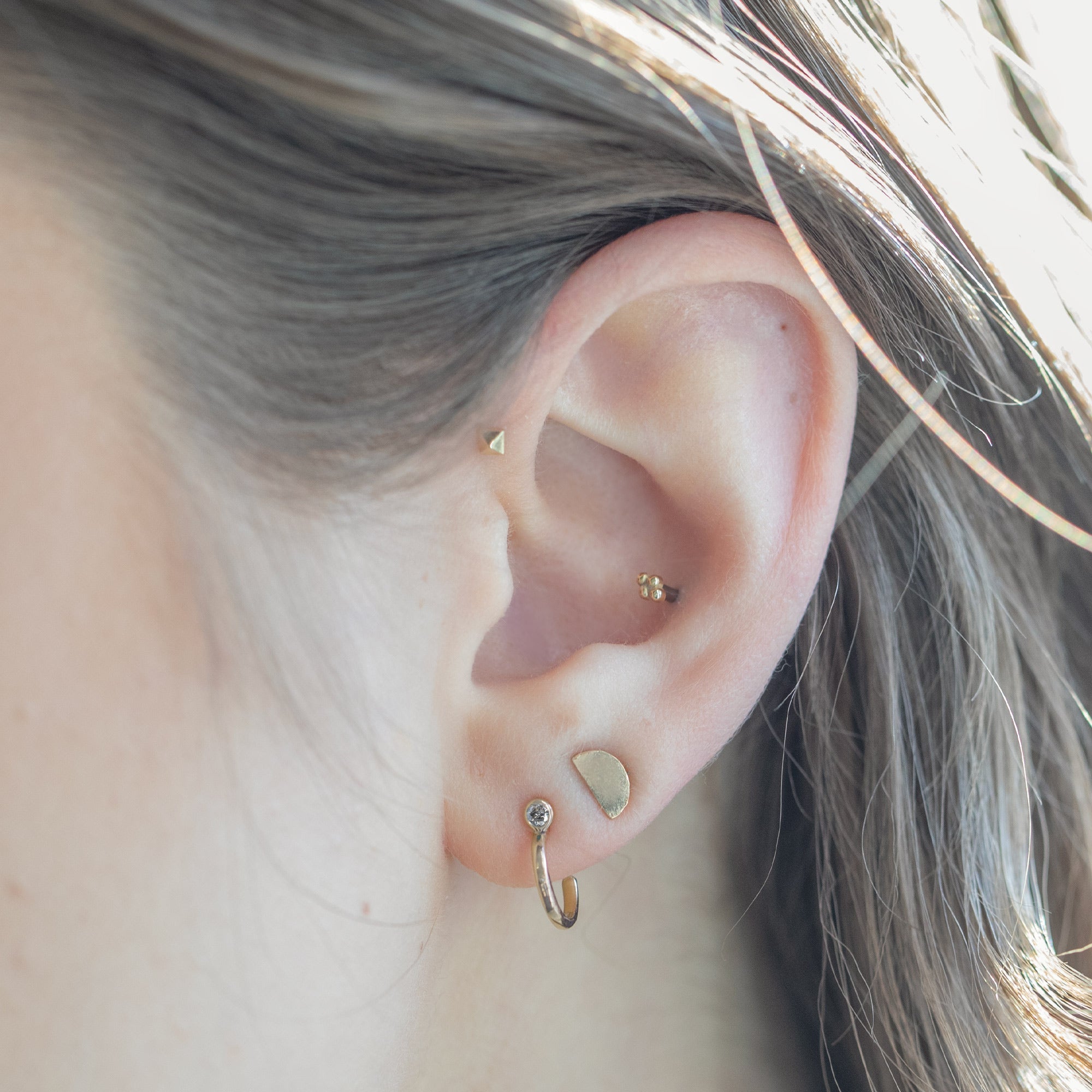 Salt and Pepper Diamond Birthstone Hoop Earrings | Yellow, Rose or White Gold