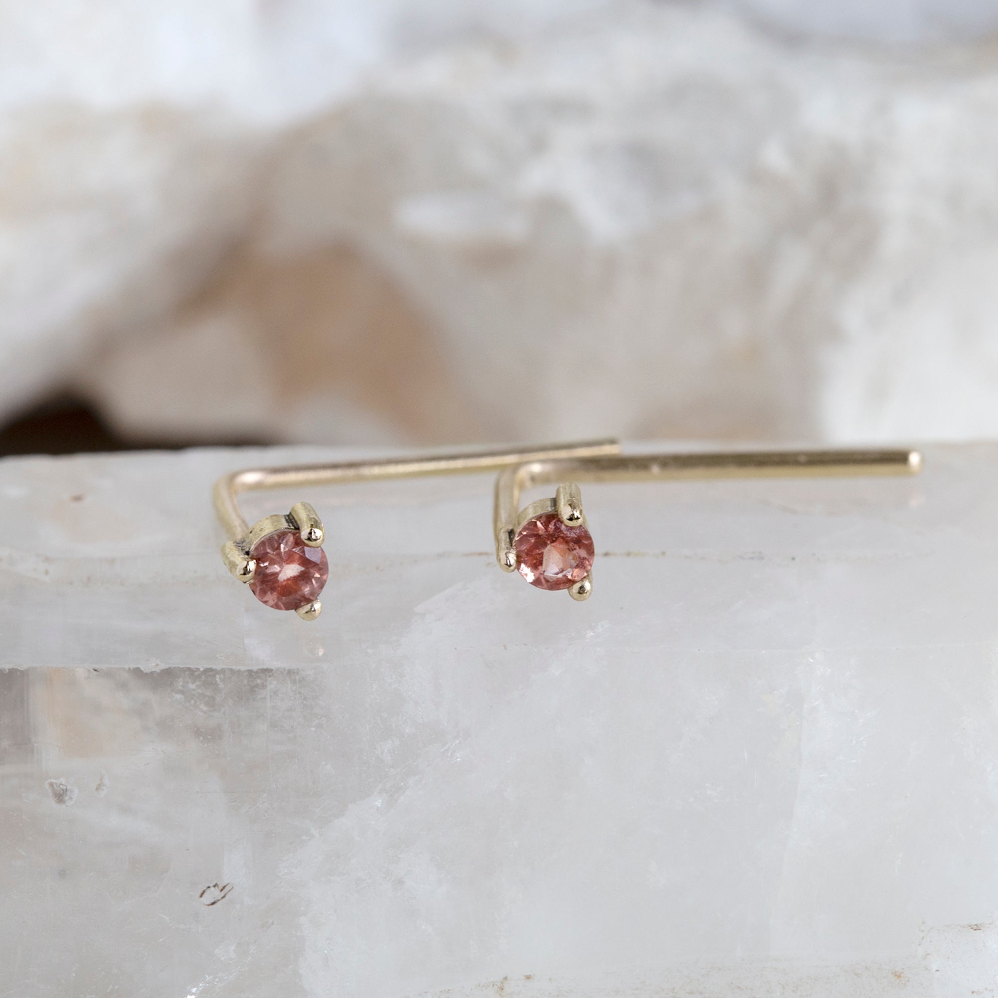 The Sunstone Staple Thread Earrings | Yellow, Rose, White or Sterling Silver