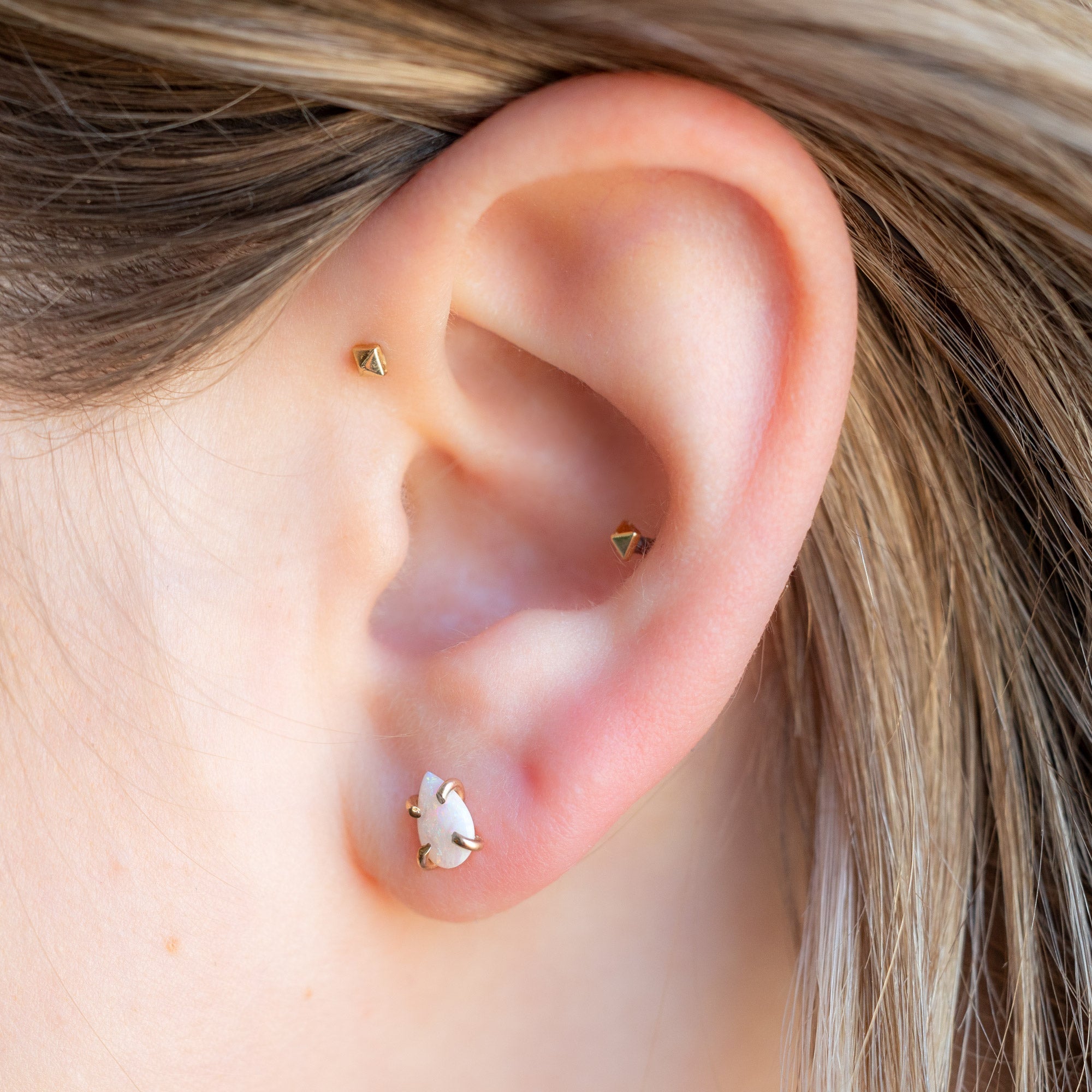 The Opal Teardrop Stud Earrings | Yellow or Rose Gold