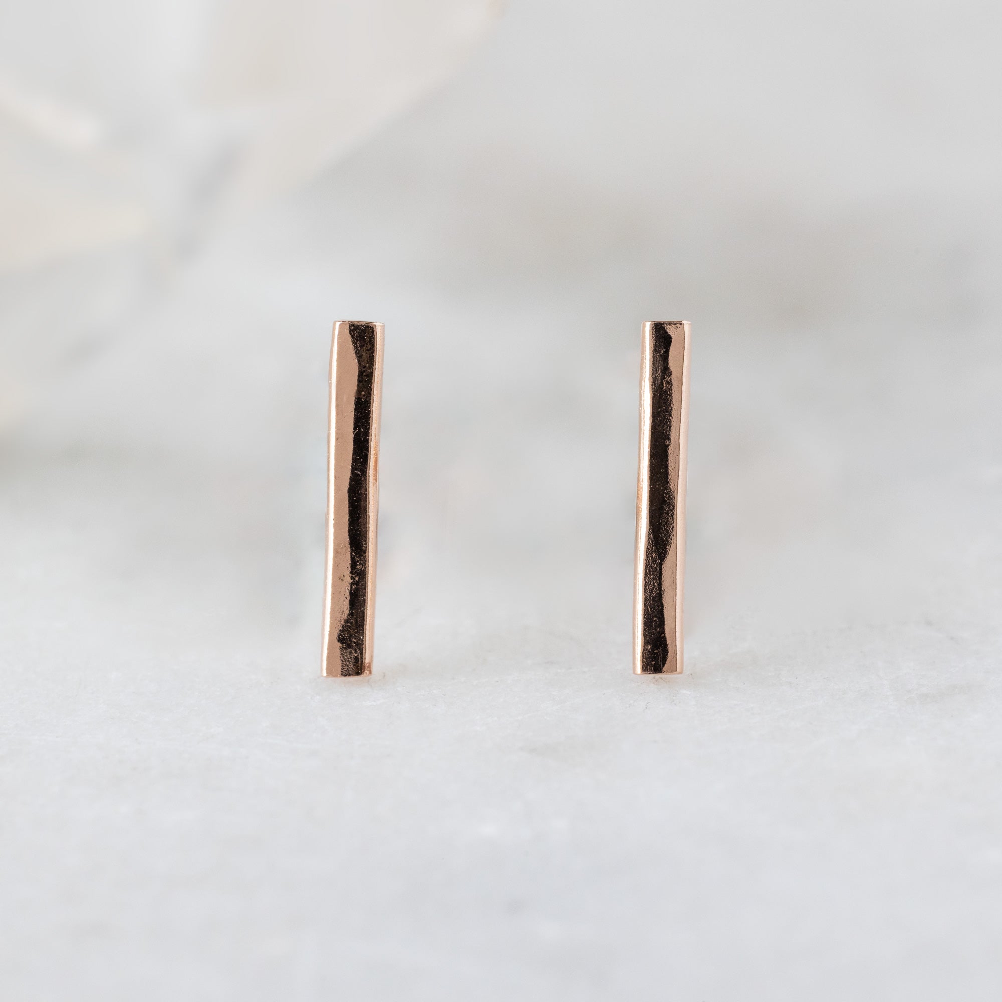 The Linea Bar Stud Earrings | Yellow, Rose, White or Sterling Silver