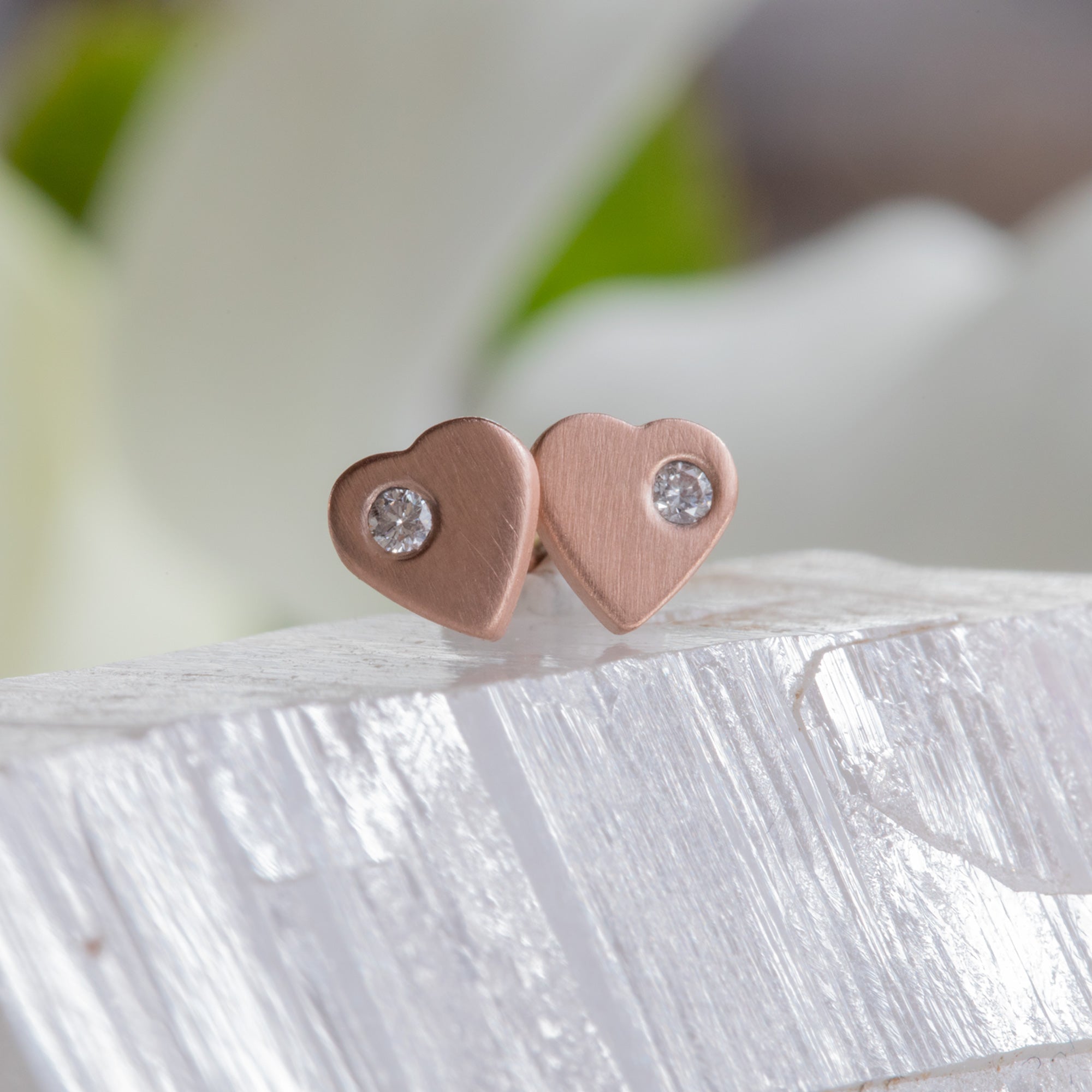 The Sweetheart White Diamond Stud Earrings | Yellow, Rose, White or Sterling Silver