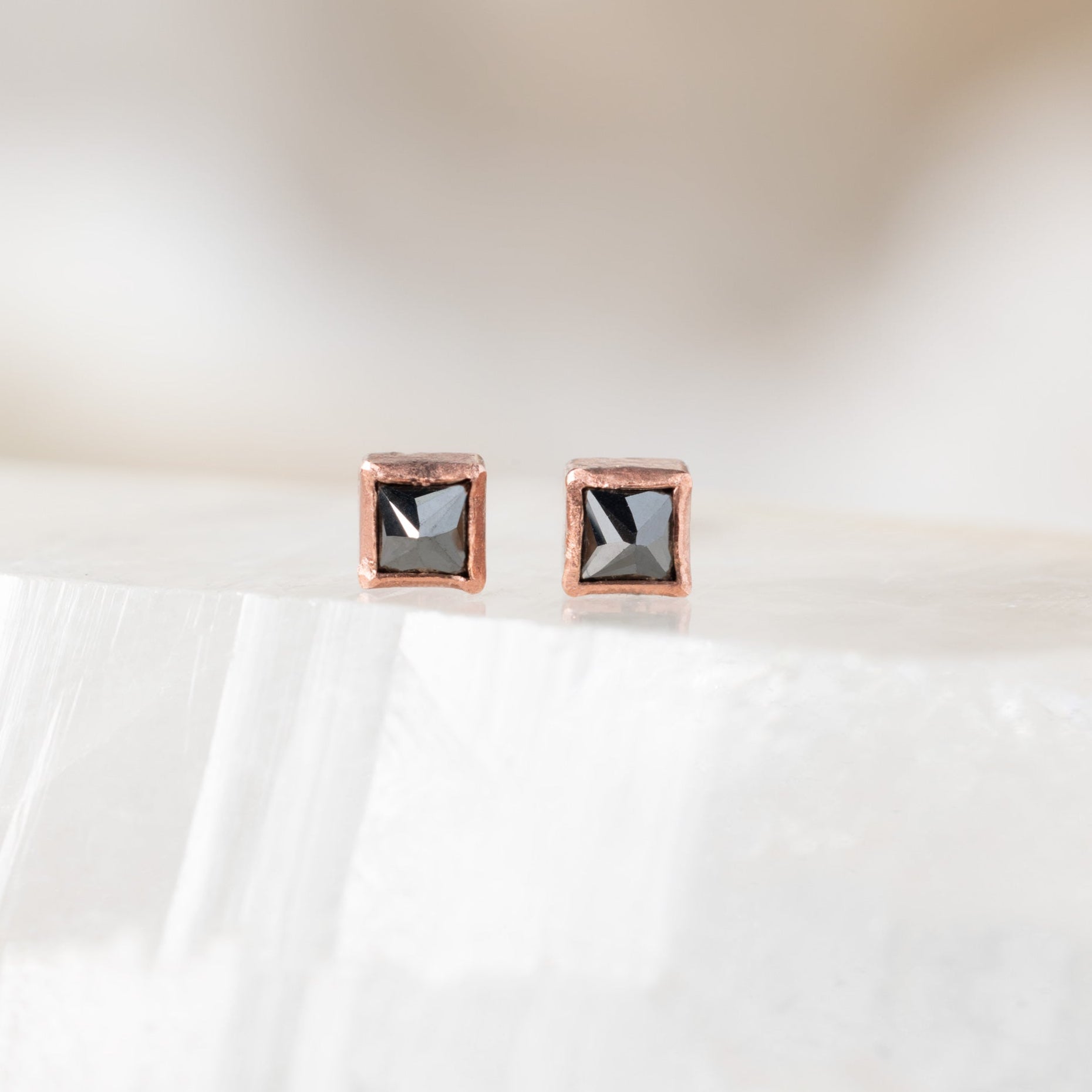 The Teensy Black Diamond Spike Stud Earrings | Yellow, Rose or White Gold