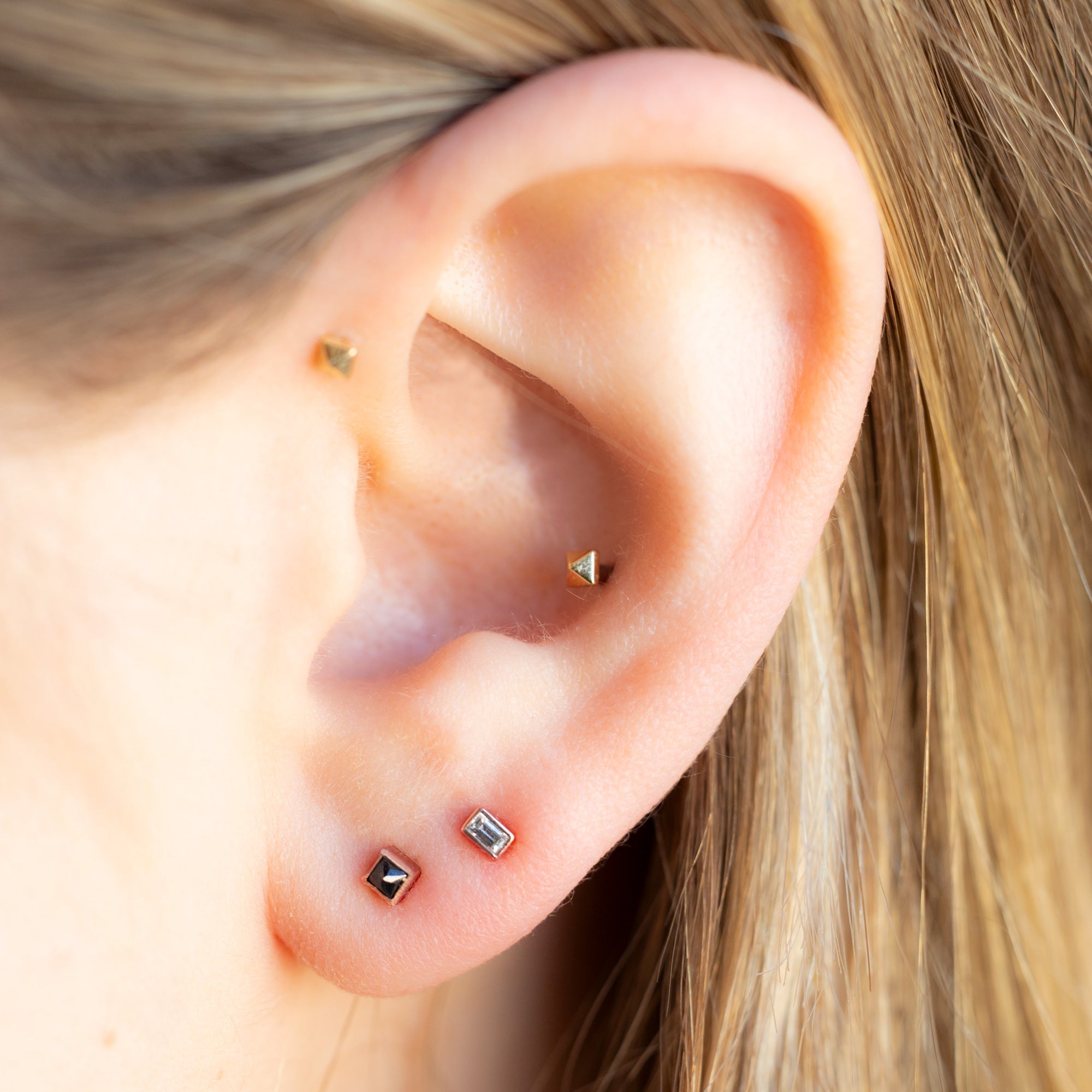 The Teensy Black Diamond Spike Stud Earrings | Yellow, Rose or White Gold