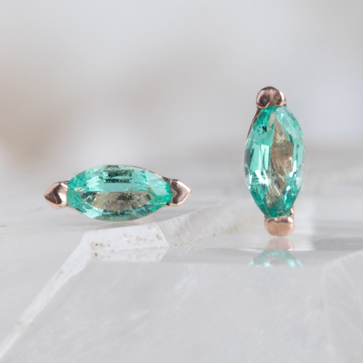 The Teensy Emerald Stud Earrings | Yellow, Rose or White Gold
