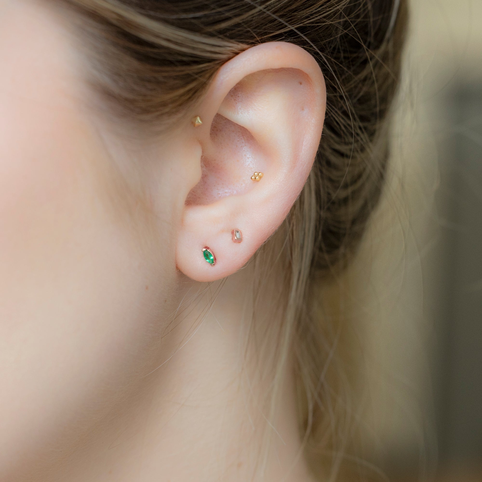 The Teensy Emerald Stud Earrings | Yellow, Rose or White Gold