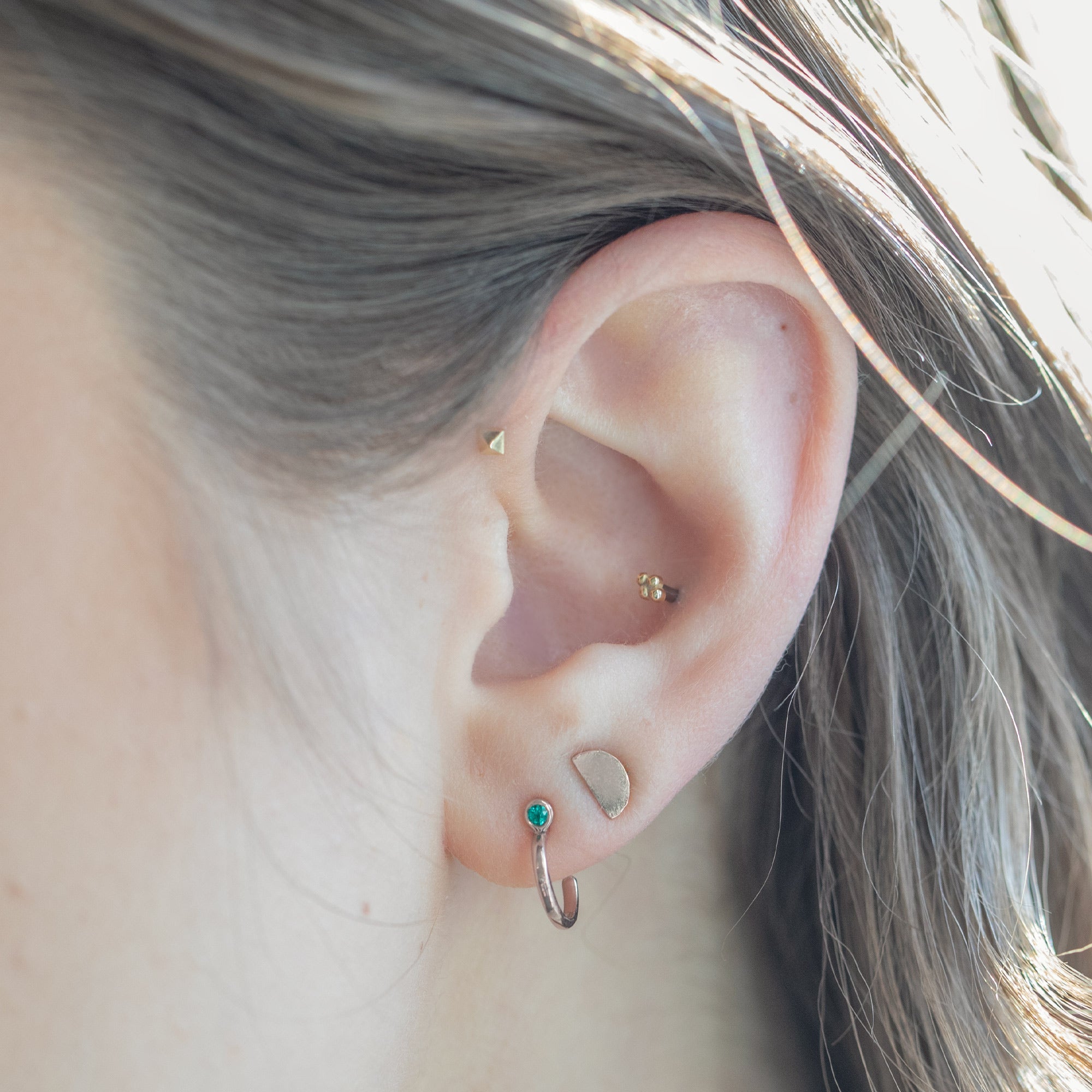 Emerald Birthstone Hoop Earrings | Yellow, Rose or White Gold