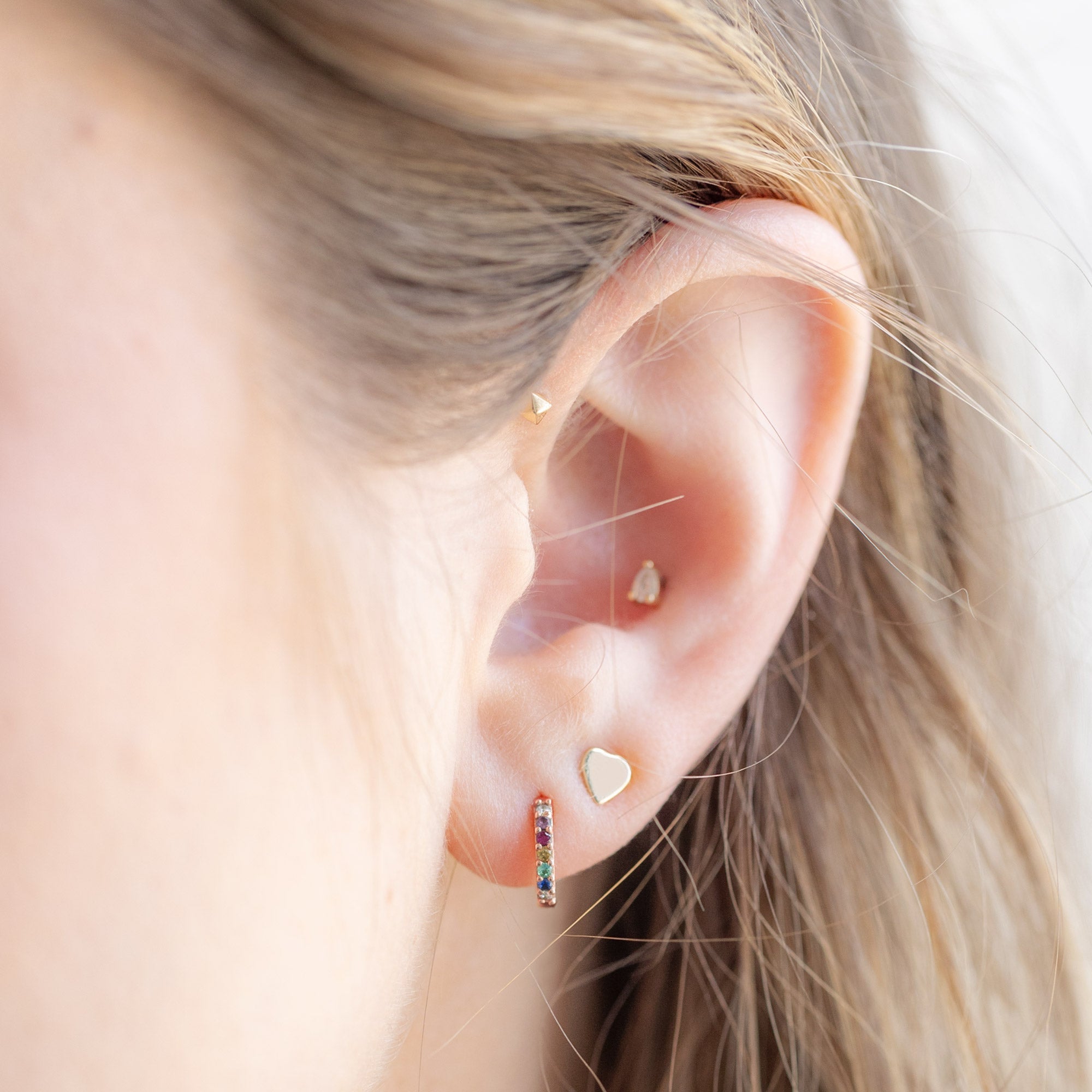 The Rainbow Sapphire Pavé Huggie Hoops | Yellow, Rose or White Gold