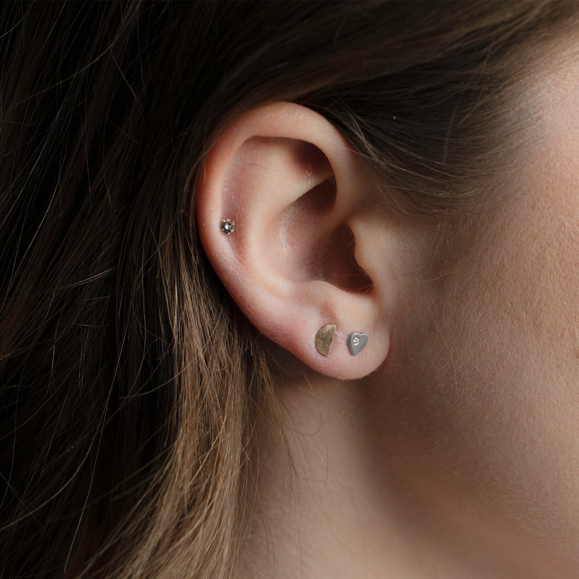 The Sweetheart White Diamond Stud Earrings | Yellow, Rose, White or Sterling Silver