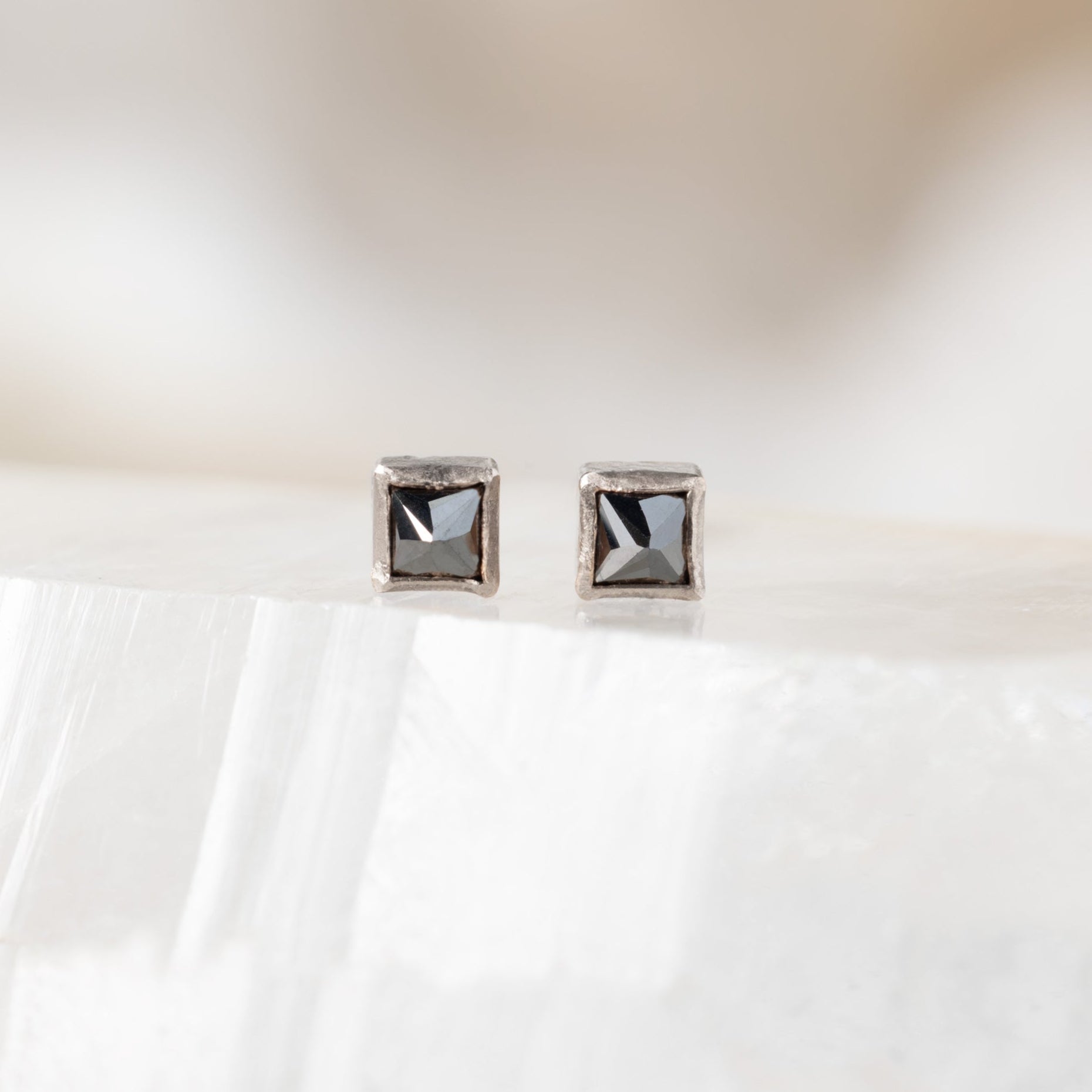 The Teensy Black Diamond Spike Stud Earrings | Yellow, Rose or White Gold