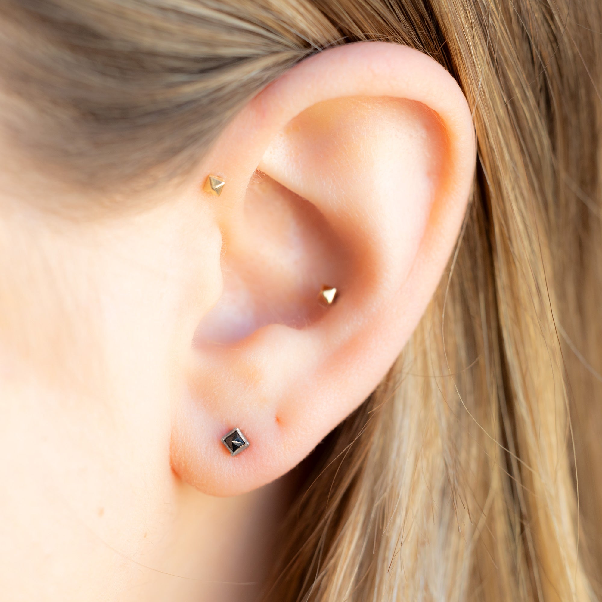 The Teensy Black Diamond Spike Stud Earrings | Yellow, Rose or White Gold