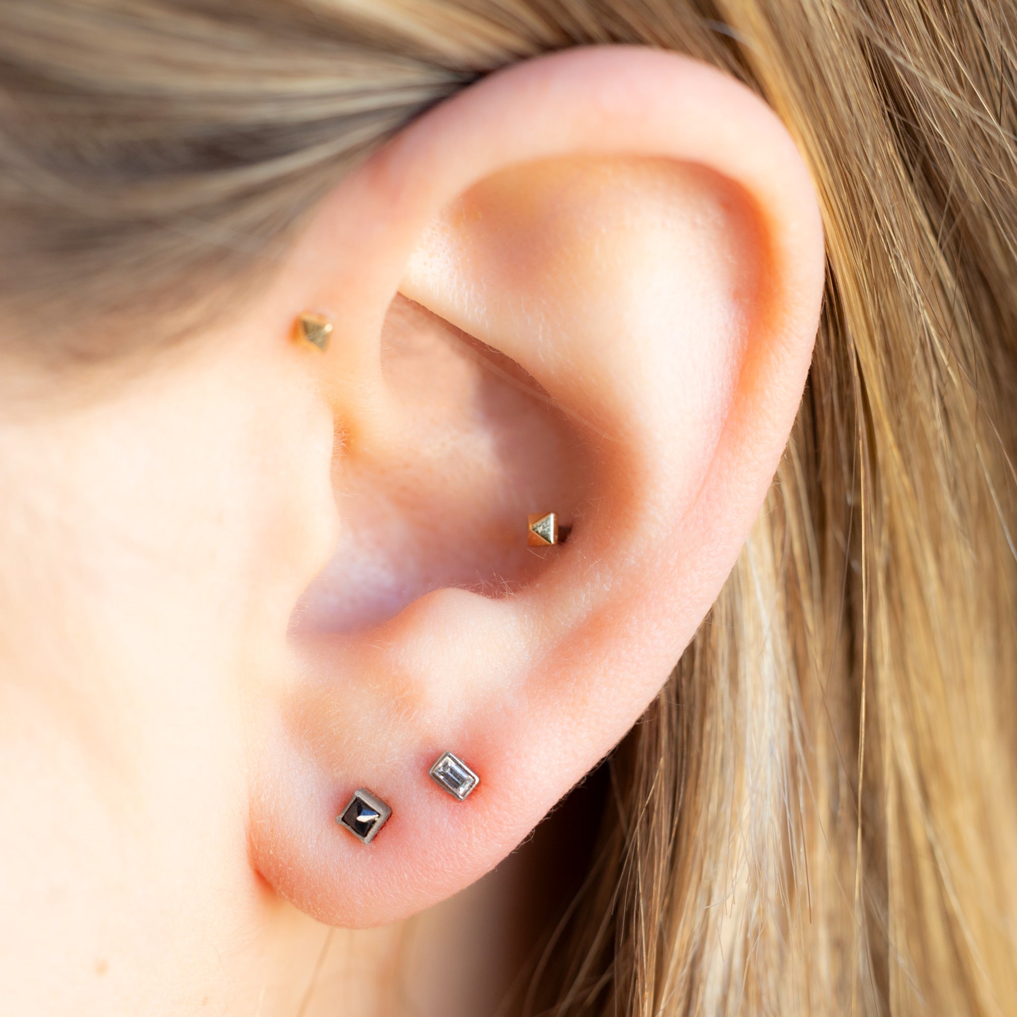 The Teensy Black Diamond Spike Stud Earrings | Yellow, Rose or White Gold