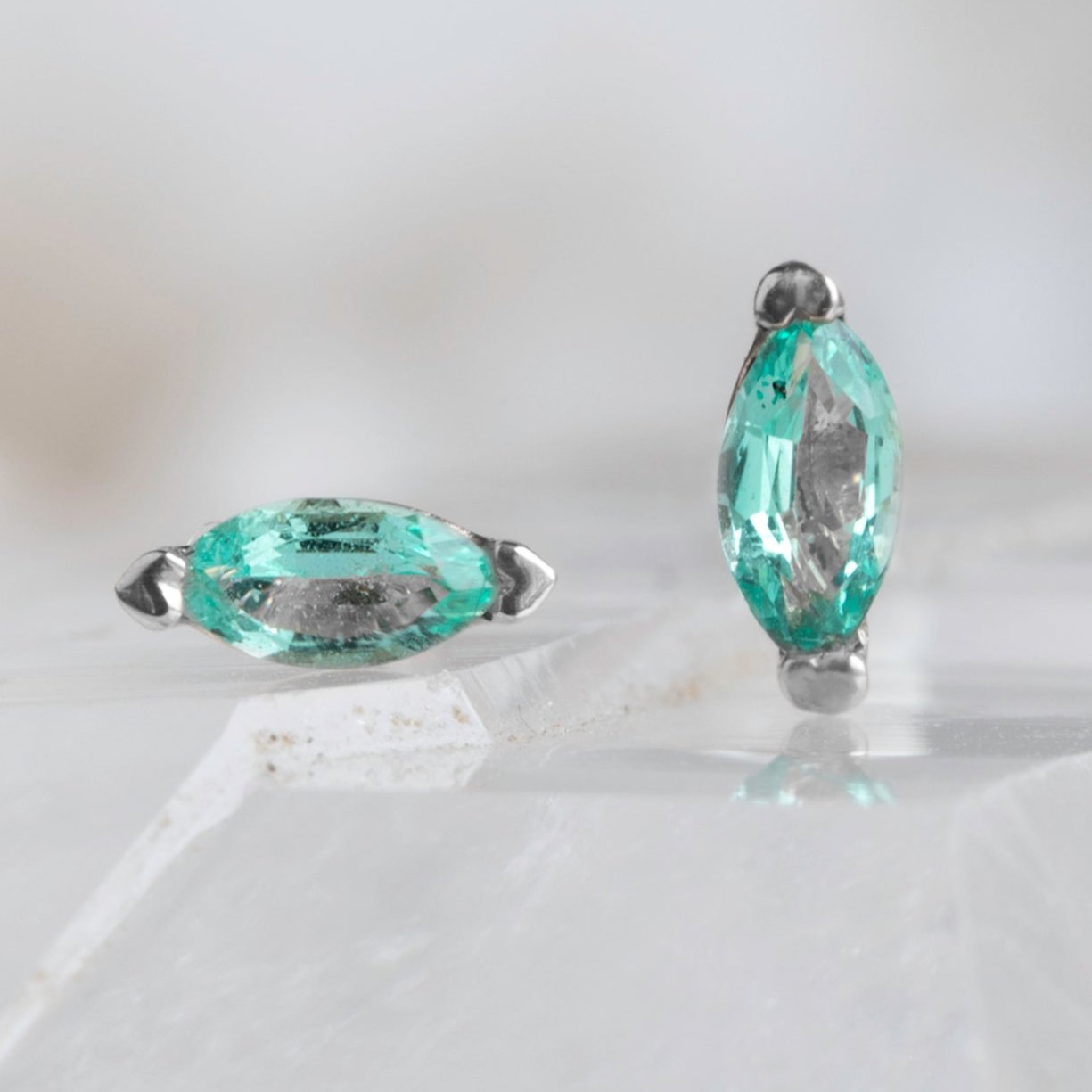 The Teensy Emerald Stud Earrings | Yellow, Rose or White Gold