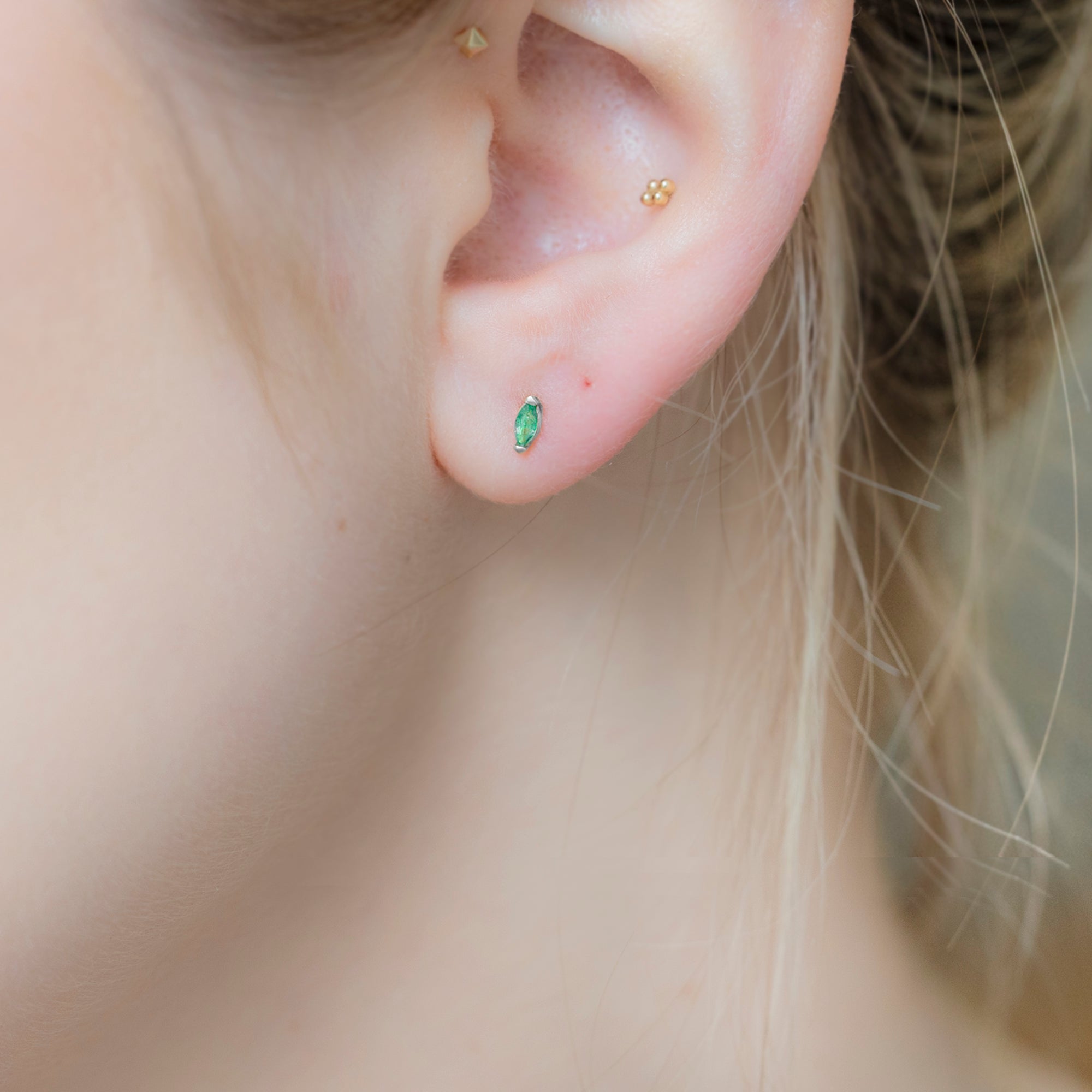 The Teensy Emerald Stud Earrings | Yellow, Rose or White Gold