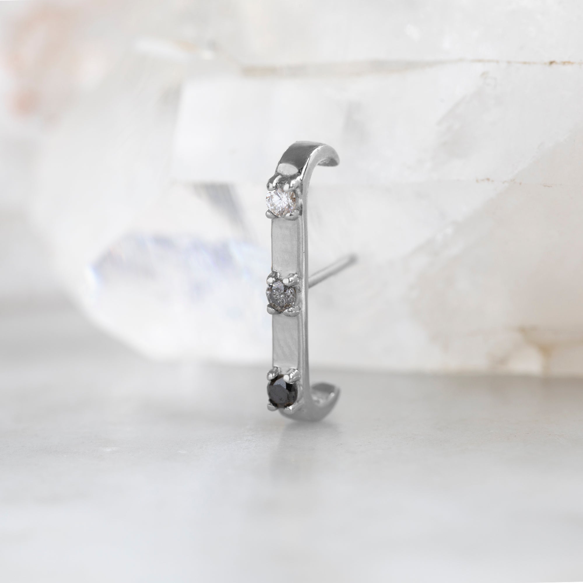 The Ombré Diamond Ear Huggie | White Gold