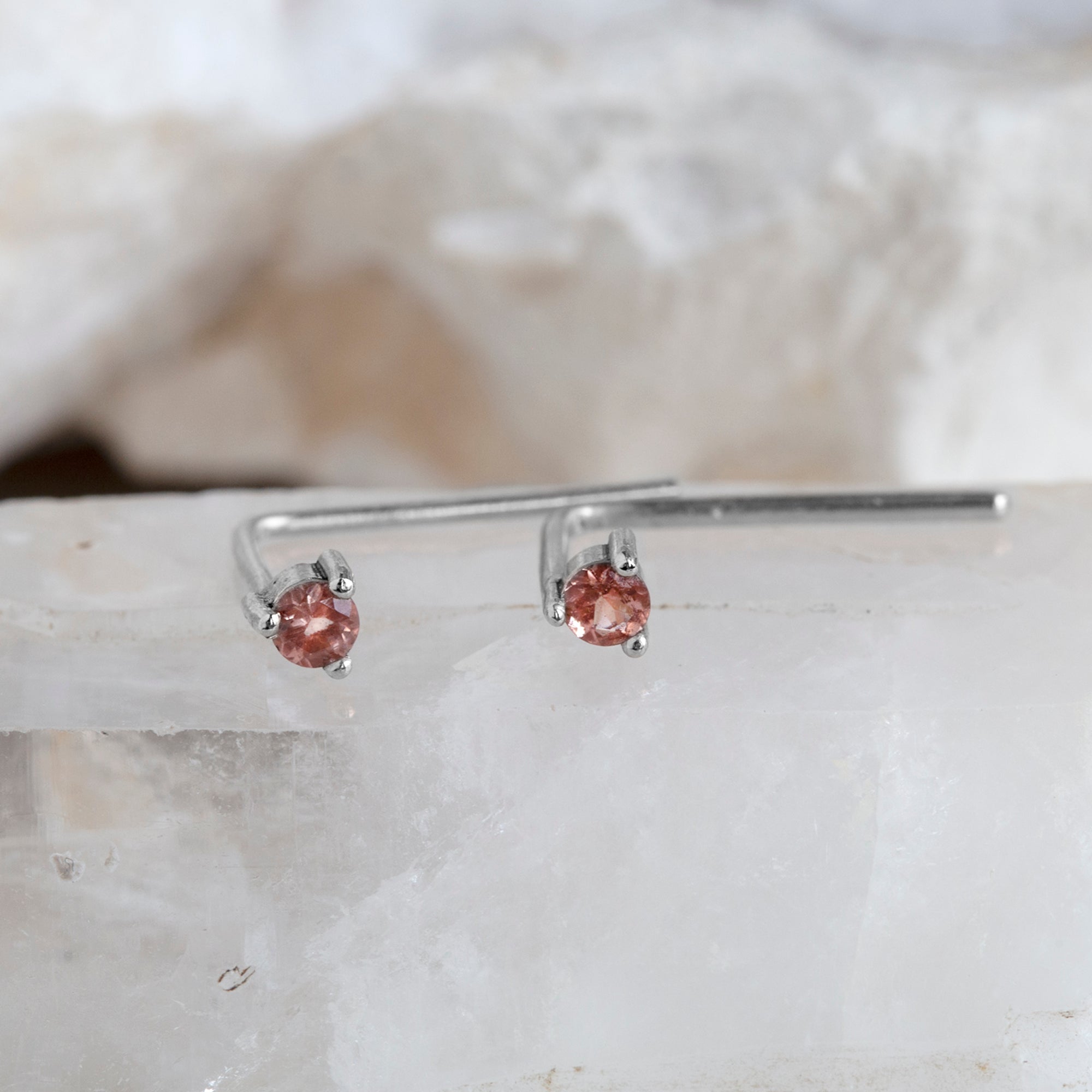 The Sunstone Staple Thread Earrings | Yellow, Rose, White or Sterling Silver