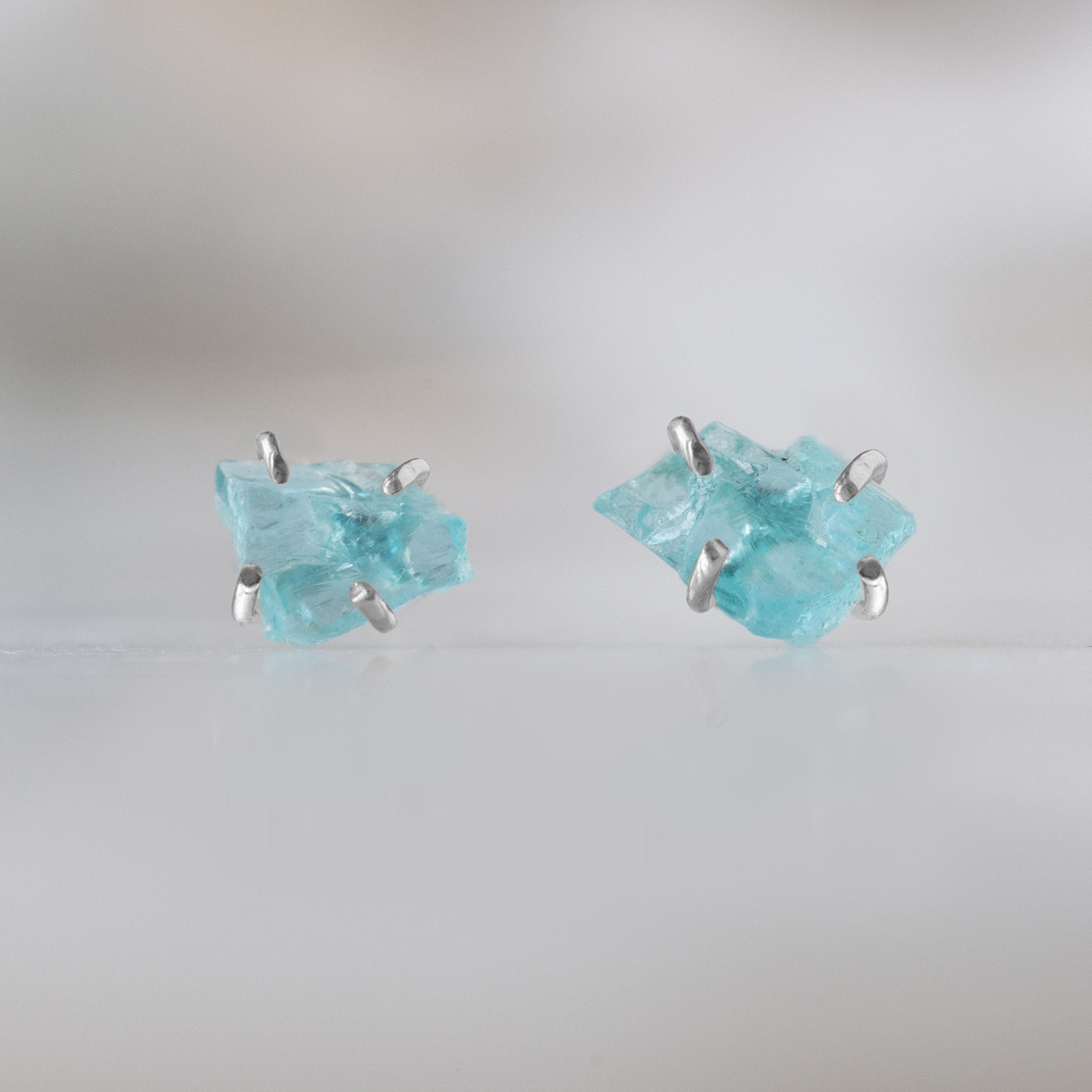 The Raw Aquamarine Stud Earrings | Yellow, Rose or Sterling Silver