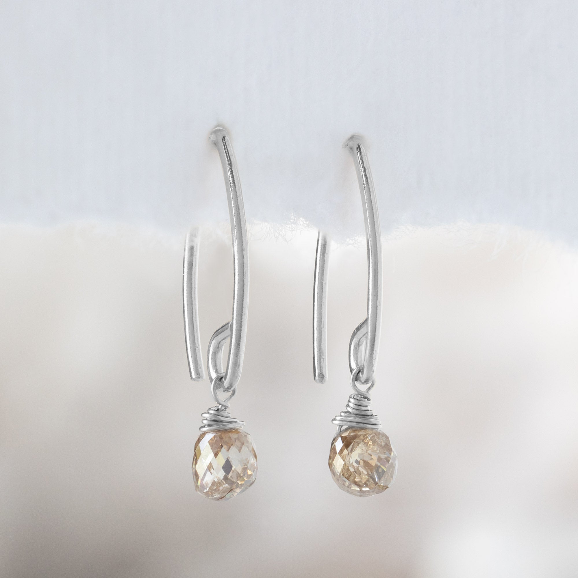 The Simple Champagne Diamond Drop Earrings | Yellow, Rose or Sterling Silver