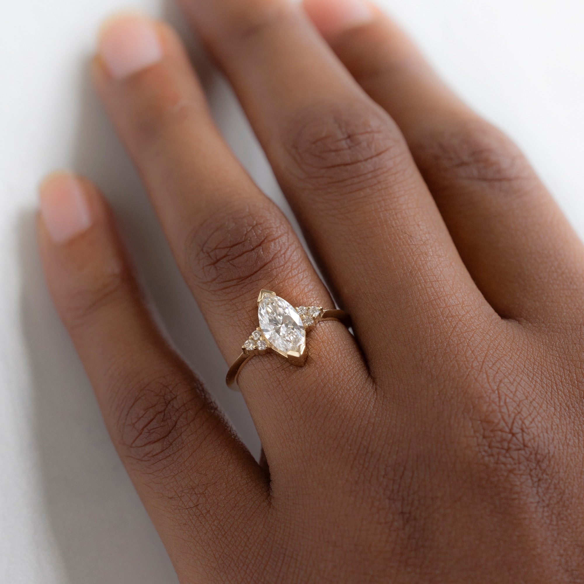 The Ivy Ring | 1.09ct Lab Grown Marquise White Diamond in 14K Yellow Gold