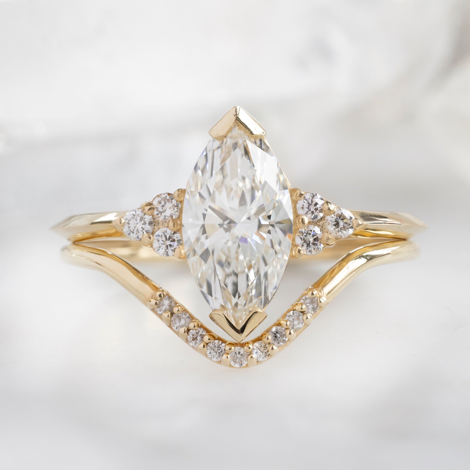 The Ivy Ring | 1.09ct Lab Grown Marquise White Diamond in 14K Yellow Gold
