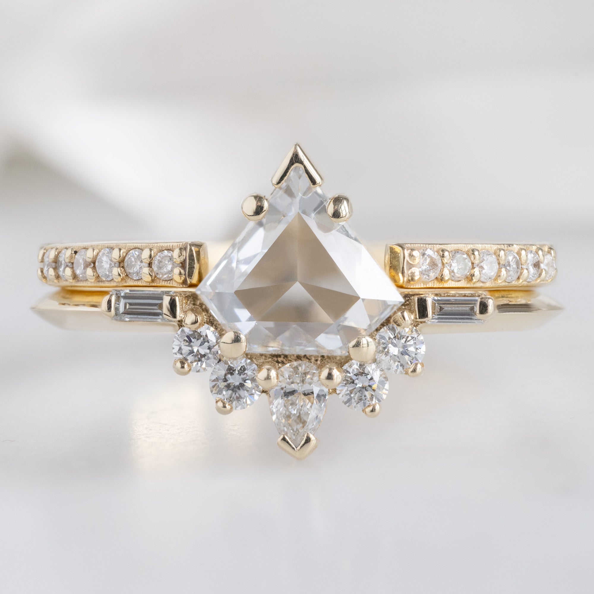 The Posy Ring | 0.57ct Shield Natural White Diamond in 14K Yellow Gold