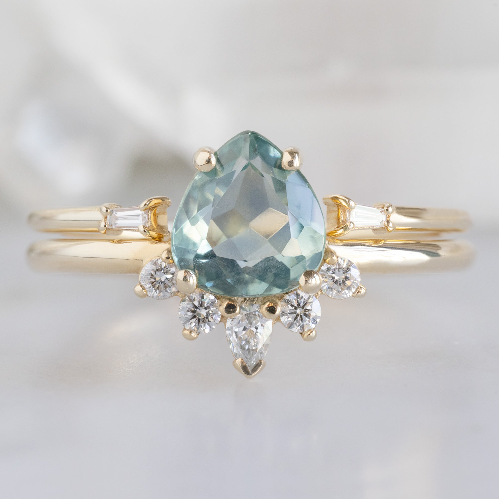 The Aster Ring | 1.03ct Pear Cut Sapphire in 14K Yellow Gold