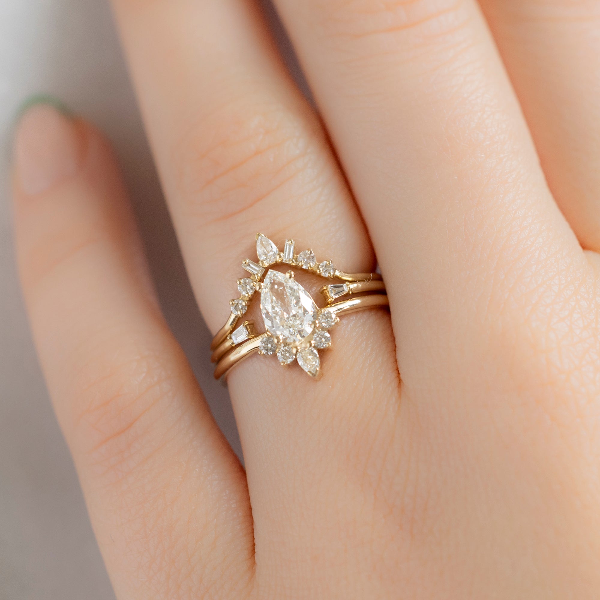 The Aster Ring | Build Your Own Pear White Diamond Engagement Ring