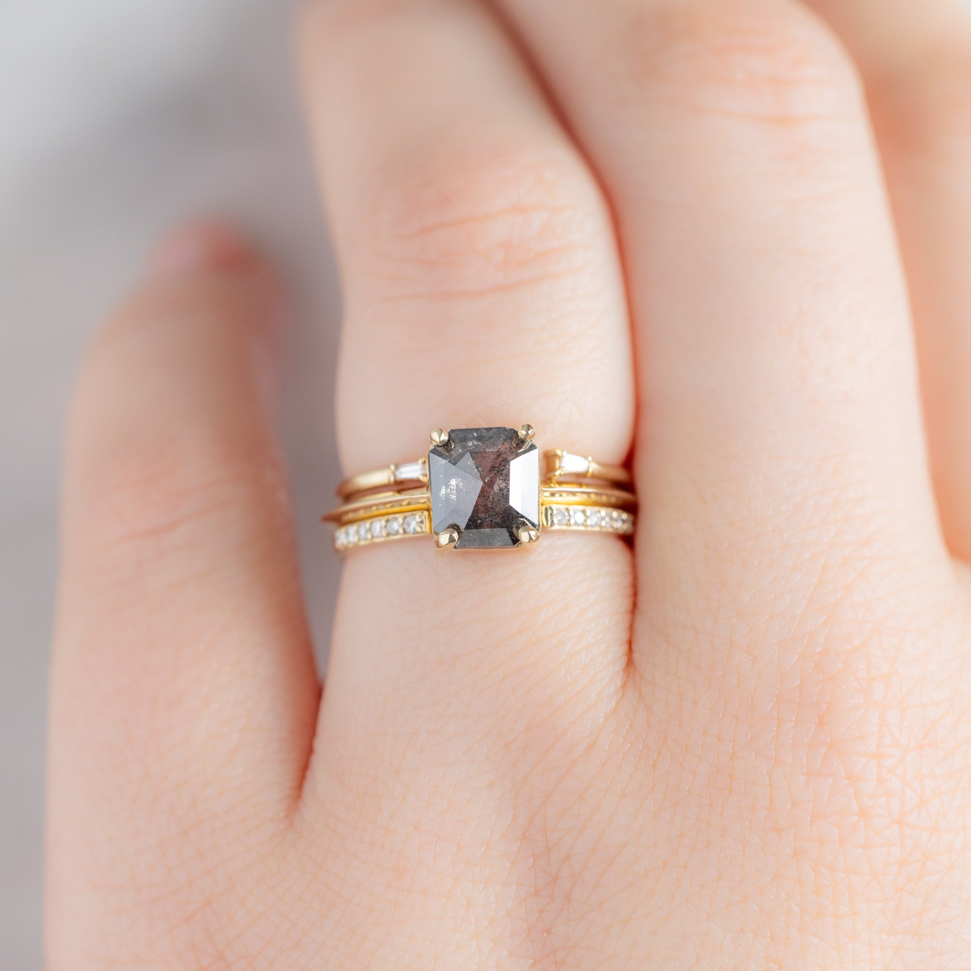 buy:open-cuff-baguette-white-diamond-stacking-band-14k-or-18k-yellow-gold,the-bryn-ring-1-46ct-emerald-cut-salt-and-pepper-diamond-in-14k-yellow-gold,open-cuff-white-diamond-pave-stacking-band-14k-or-18k-yellow-gold