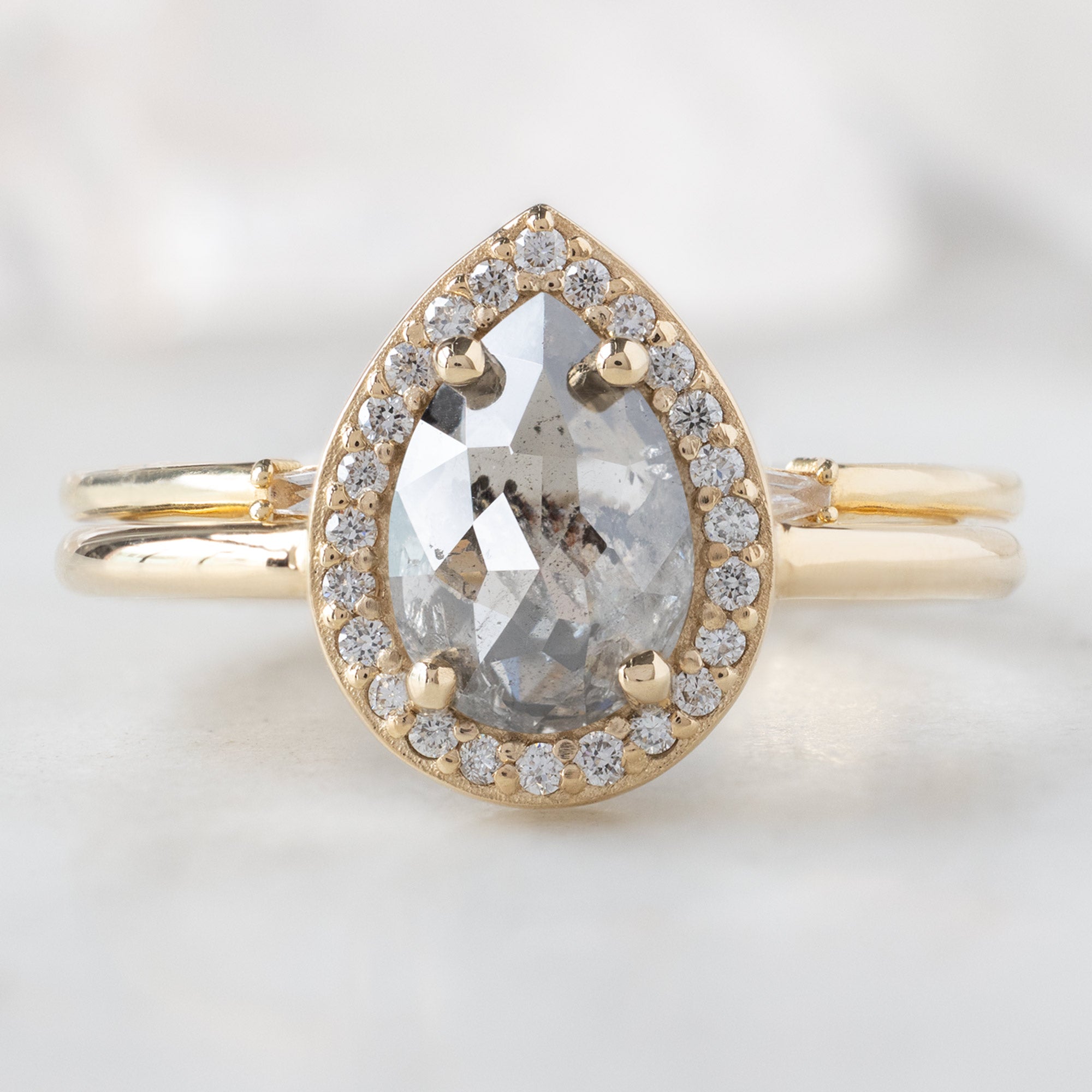 The Dahlia Ring | Build Your Own Pear Salt and Pepper Diamond Engagement Ring