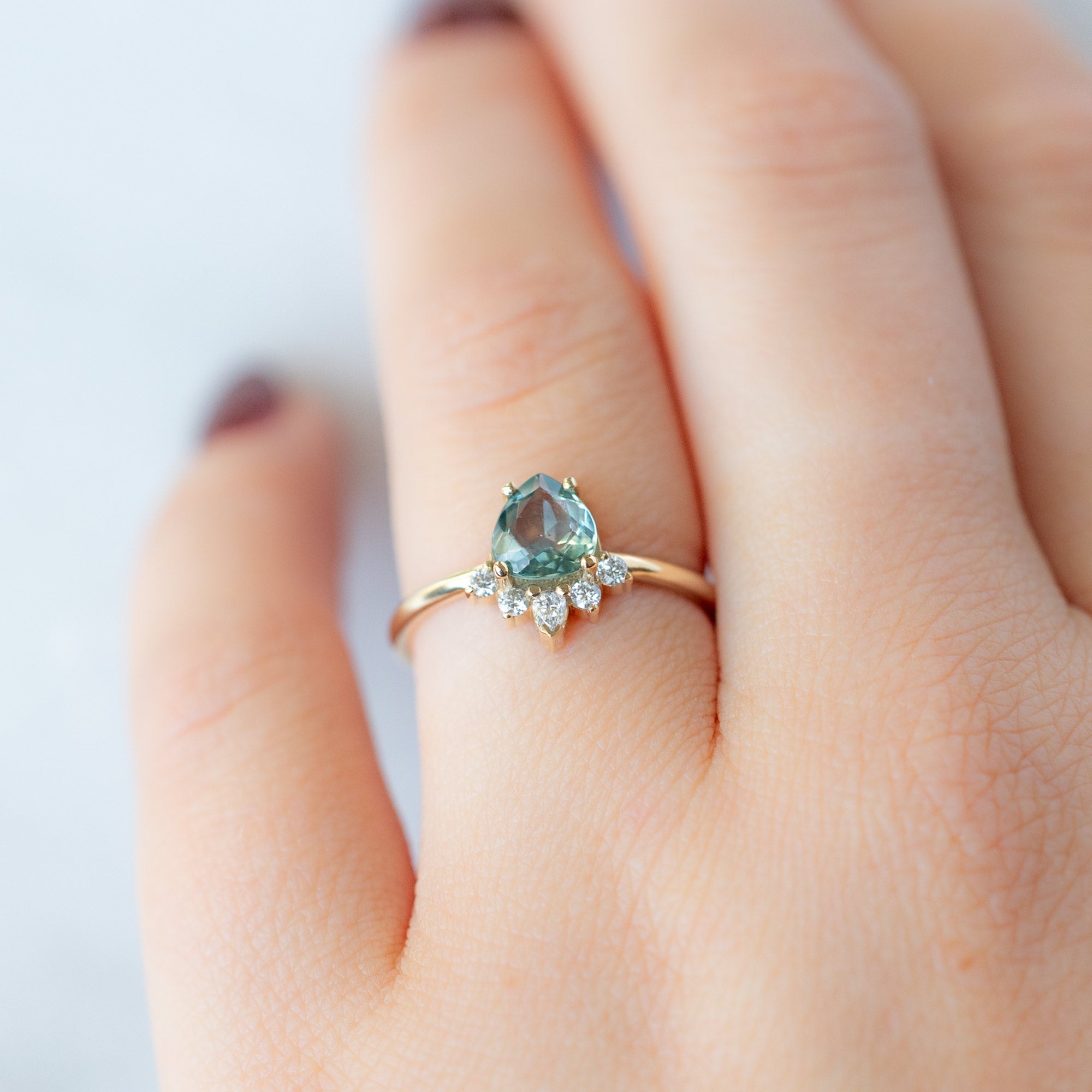 The Aster Ring | Build Your Own Pear Blue Sapphire Engagement Ring