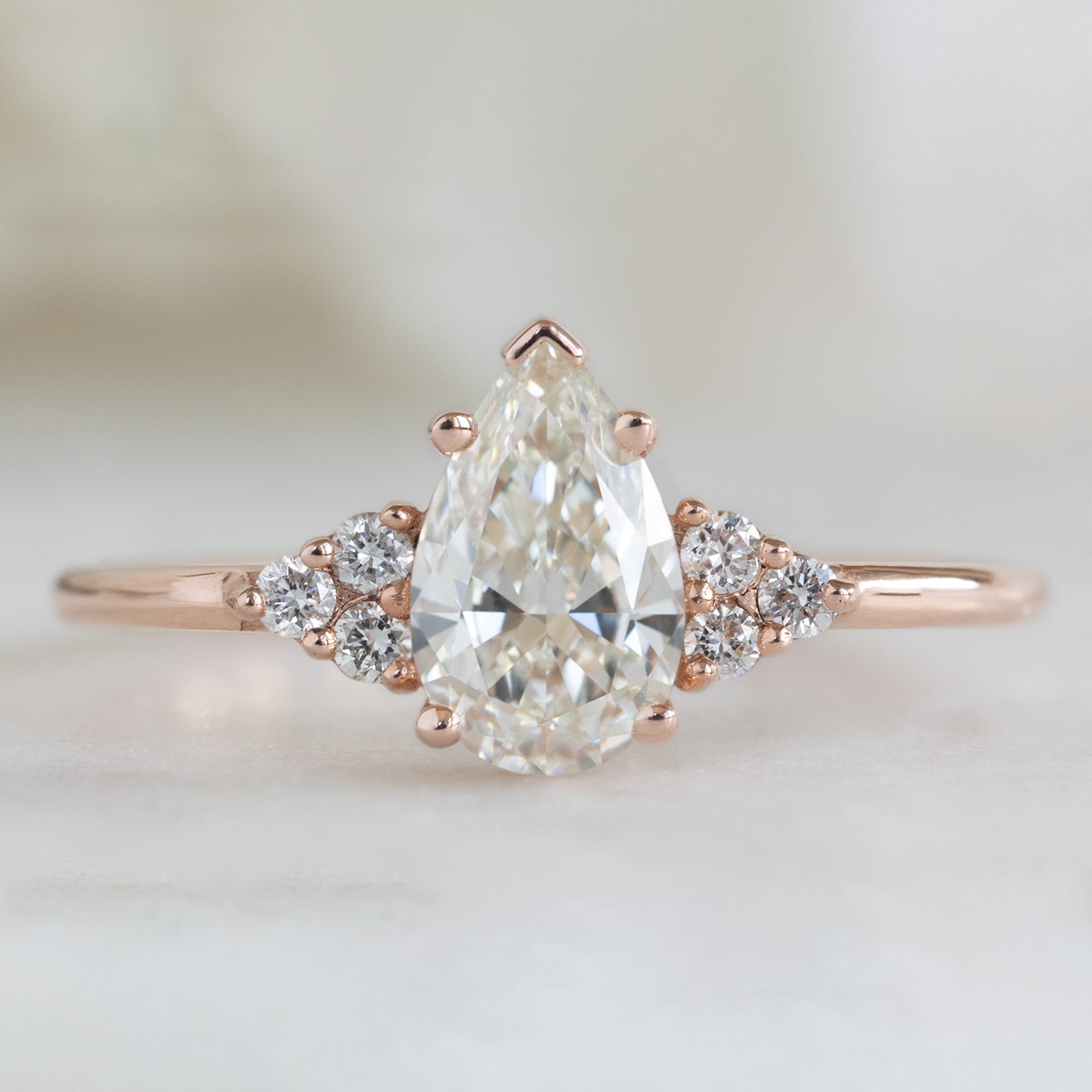 The Ivy Ring | 0.71ct Pear Natural White Diamond in 14K Rose Gold