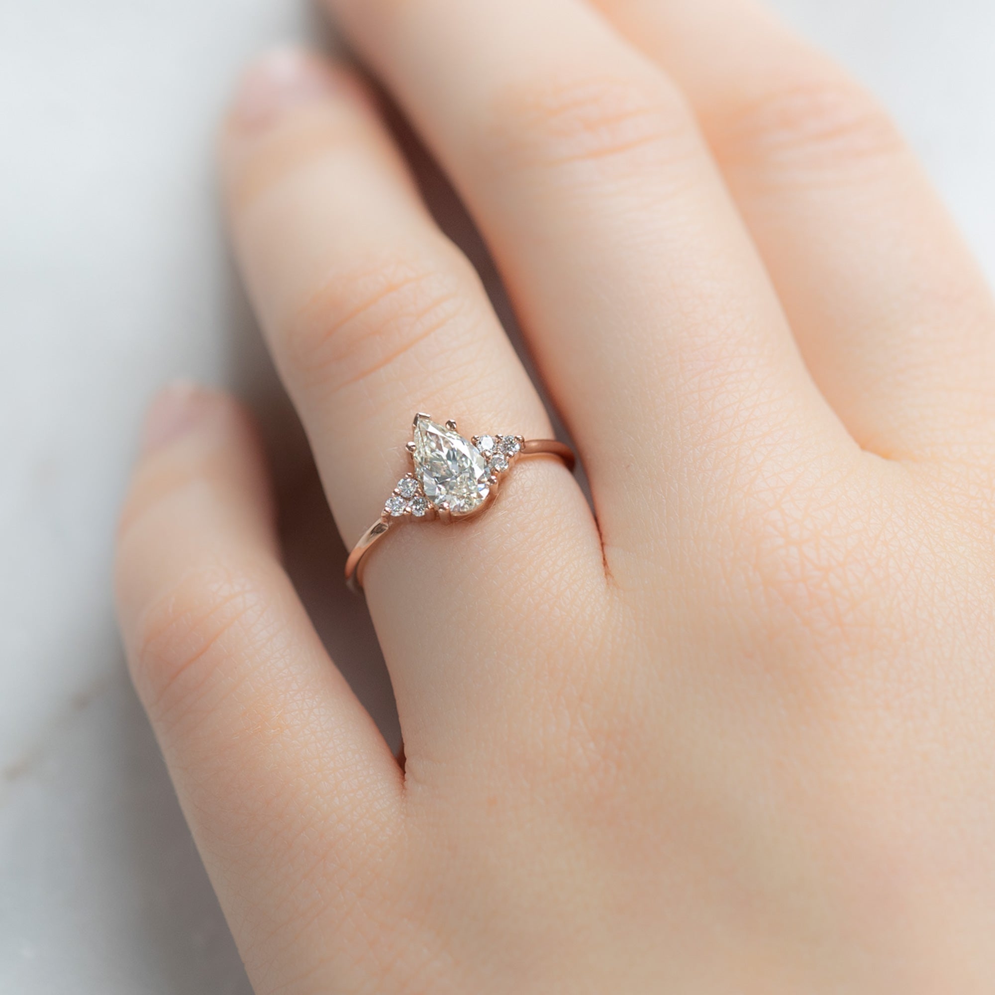 The Ivy Ring | 0.71ct Pear Natural White Diamond in 14K Rose Gold