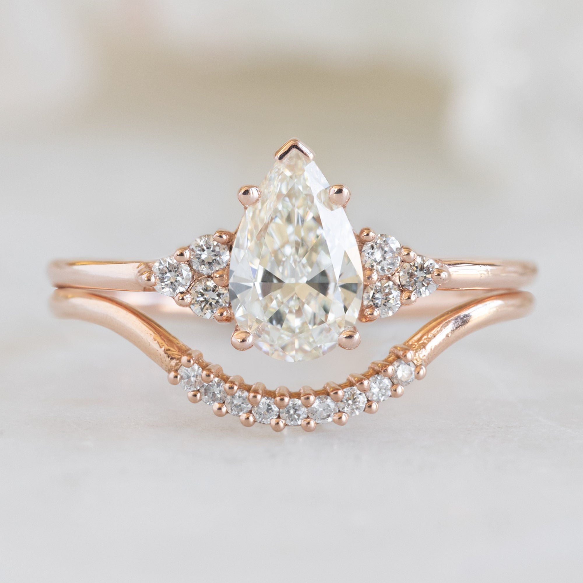 The Ivy Ring | 0.71ct Pear Natural White Diamond in 14K Rose Gold