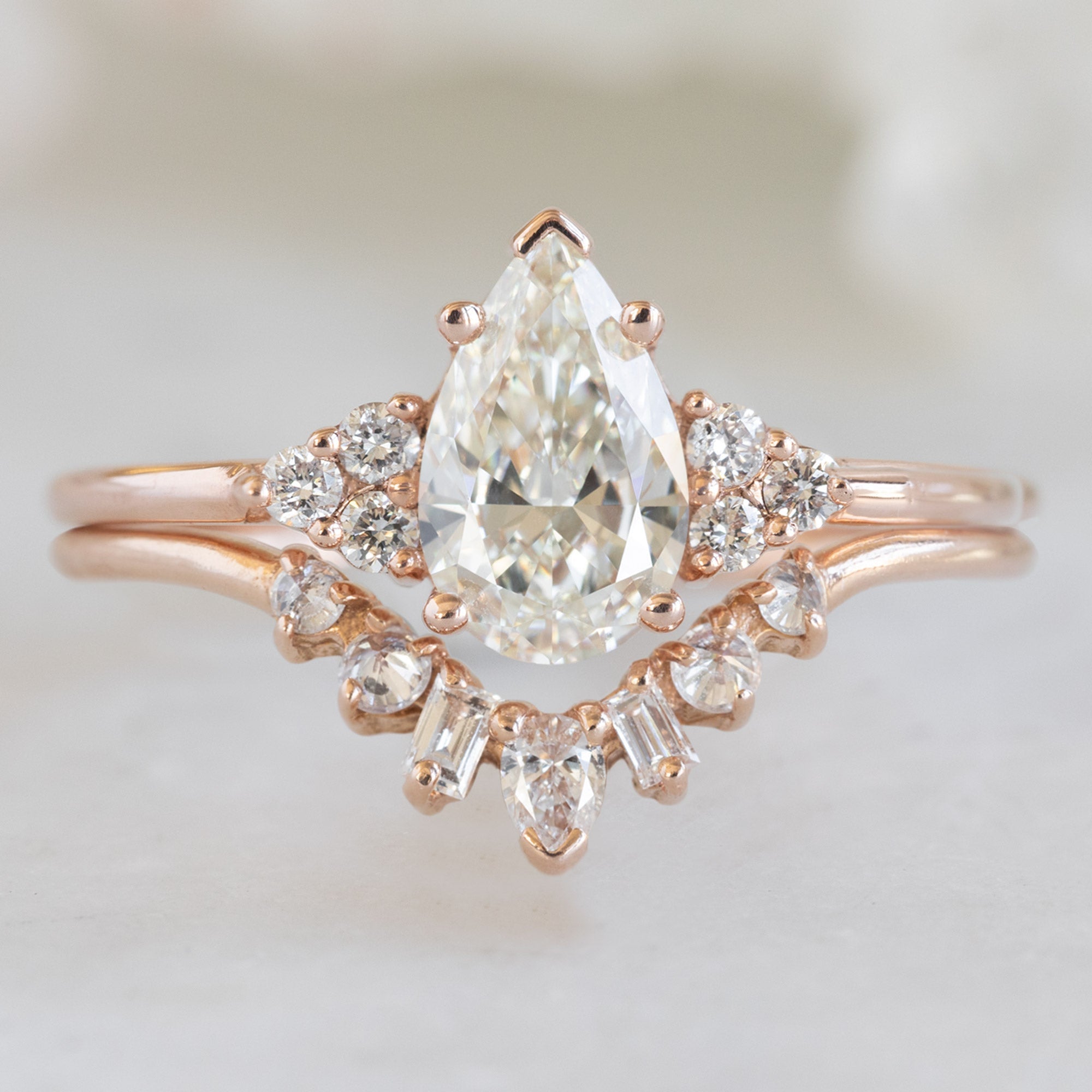 The Ivy Ring | 0.71ct Pear Natural White Diamond in 14K Rose Gold