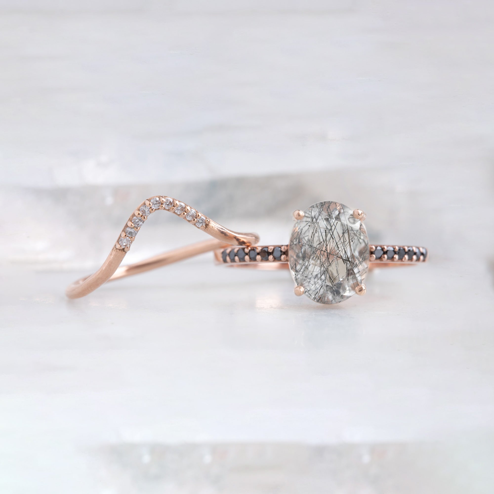 The Willow Ring | 1.62ct Oval Tourmaline in Quartz in 14K Rose Gold